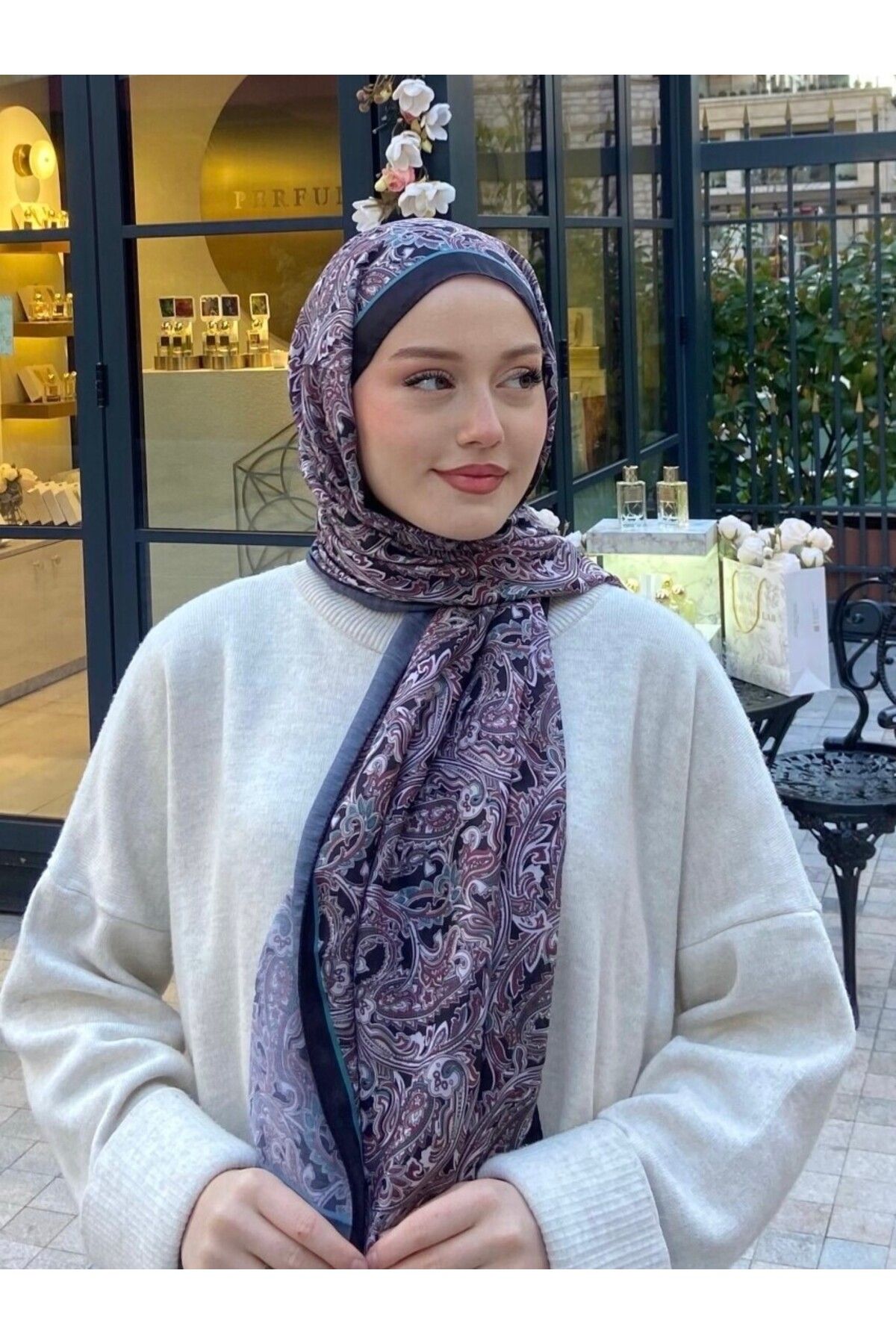 başörtü dükkanı Firuze 3 Desen Şal