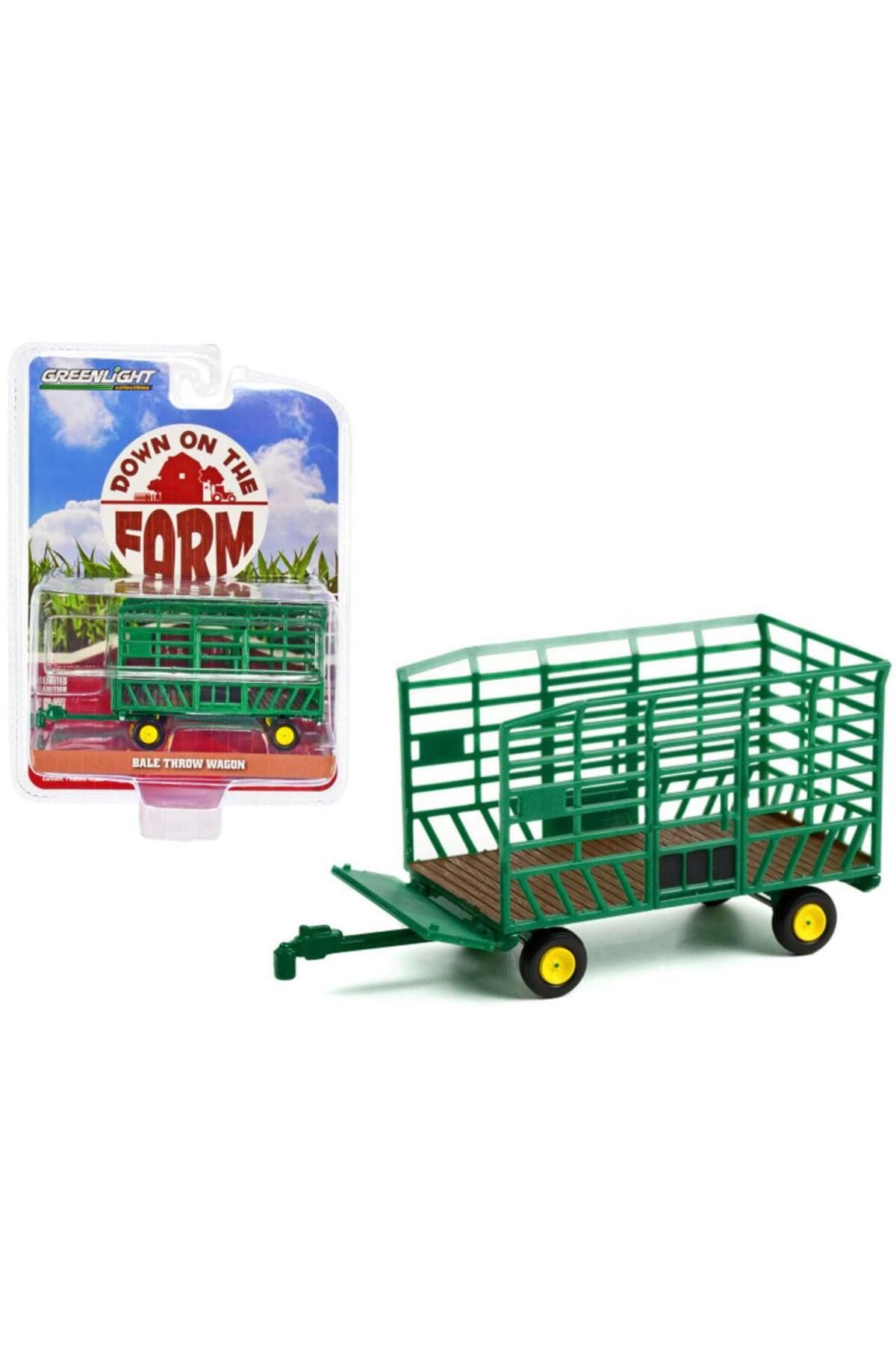 Greenlight Bale Throw Wagon Green with Yellow Wheels "Down on the Farm" Series 6 1/64 Model