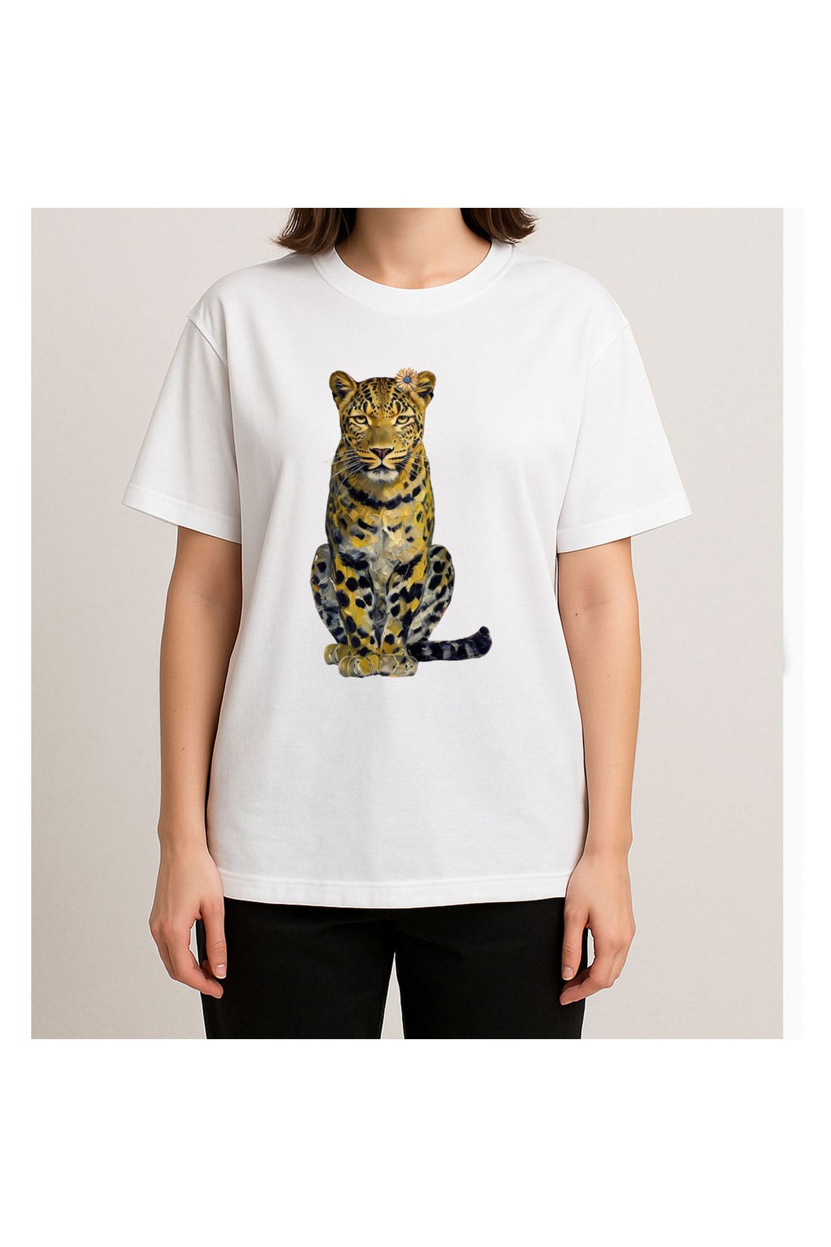 Advantage Leopar Desenli Oversize %100 Pamuk- Advantage Premium Tshirt