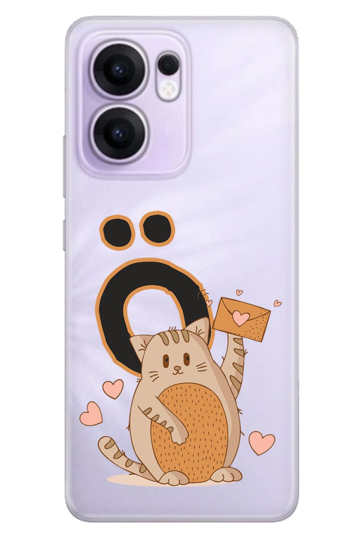 OPPO Reno 13F 5G Kılıf Tema Art Desenli Baskılı Silikon Kedili Ö Harfi