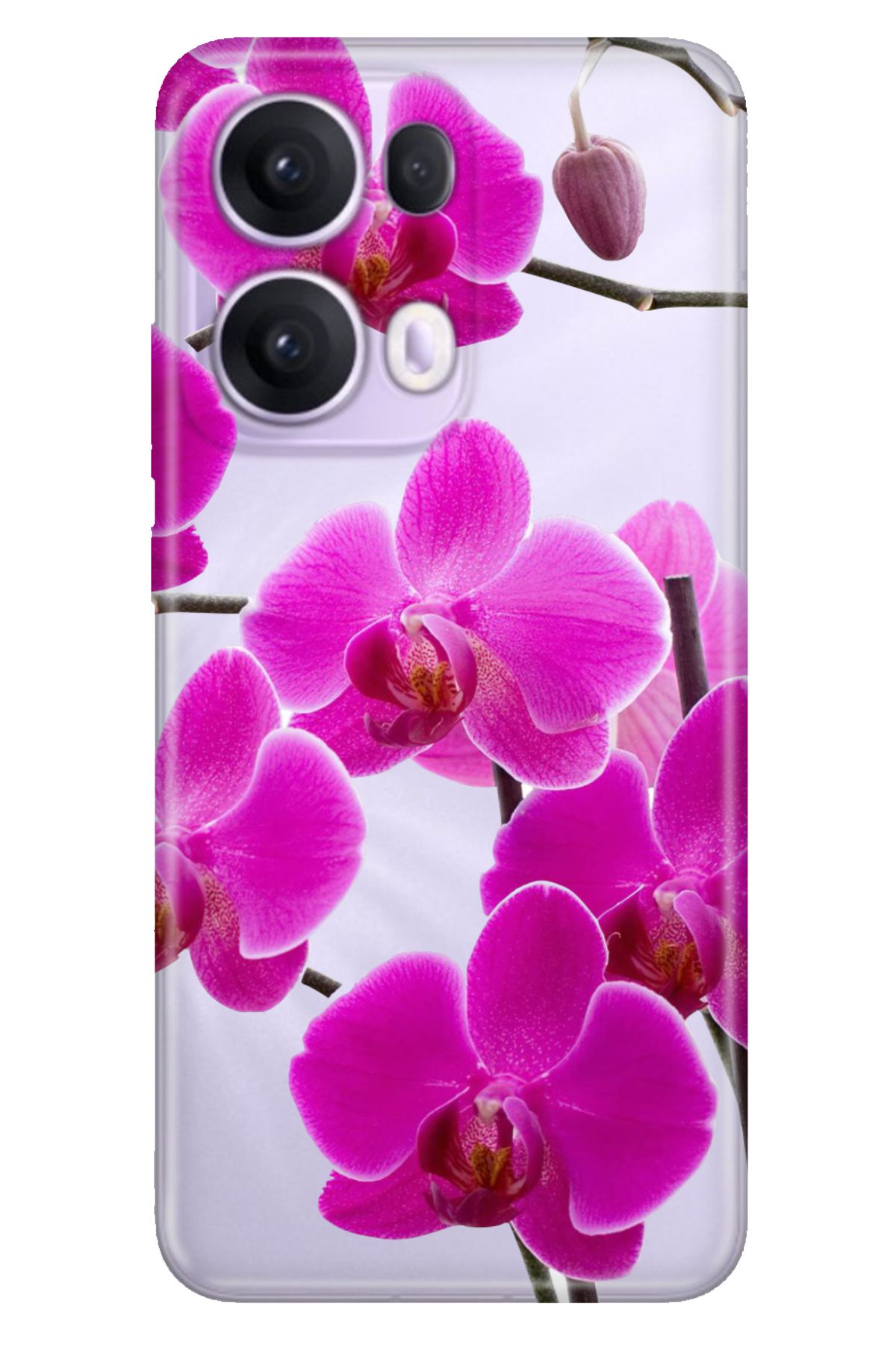 OPPO Reno 13 Pro Kılıf Oppo Renkli Silikon Baskılı TPU Mor Orkide