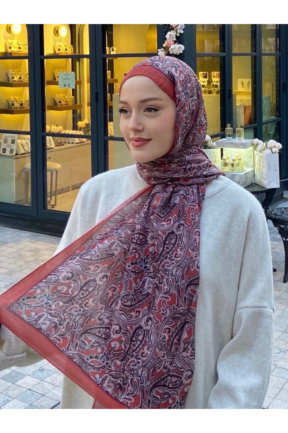 başörtü dükkanı Firuze 3 Desen Şal