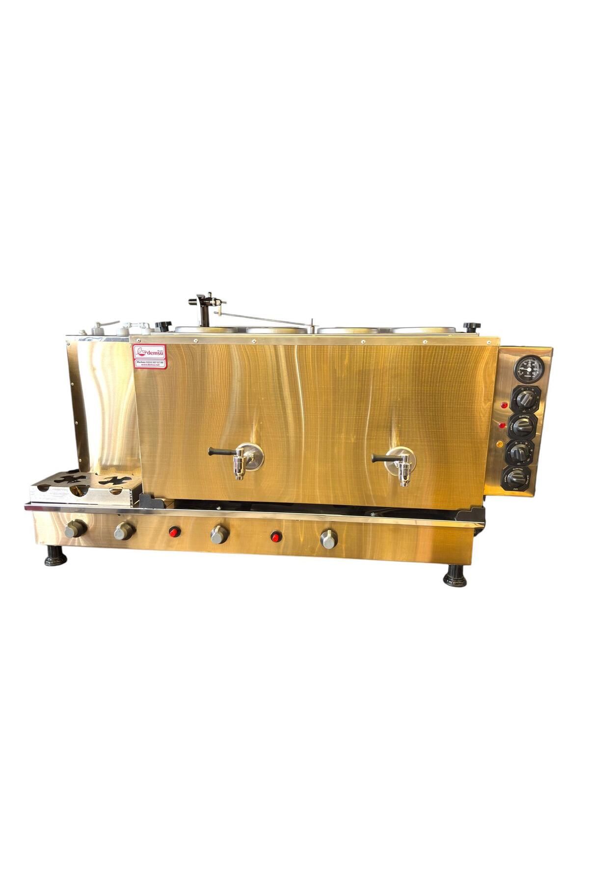 Meşale Demsu Plus 4 Demlikli Elegance Gold Elektrik + Gazlı Full Otomatik Çay Kazanı