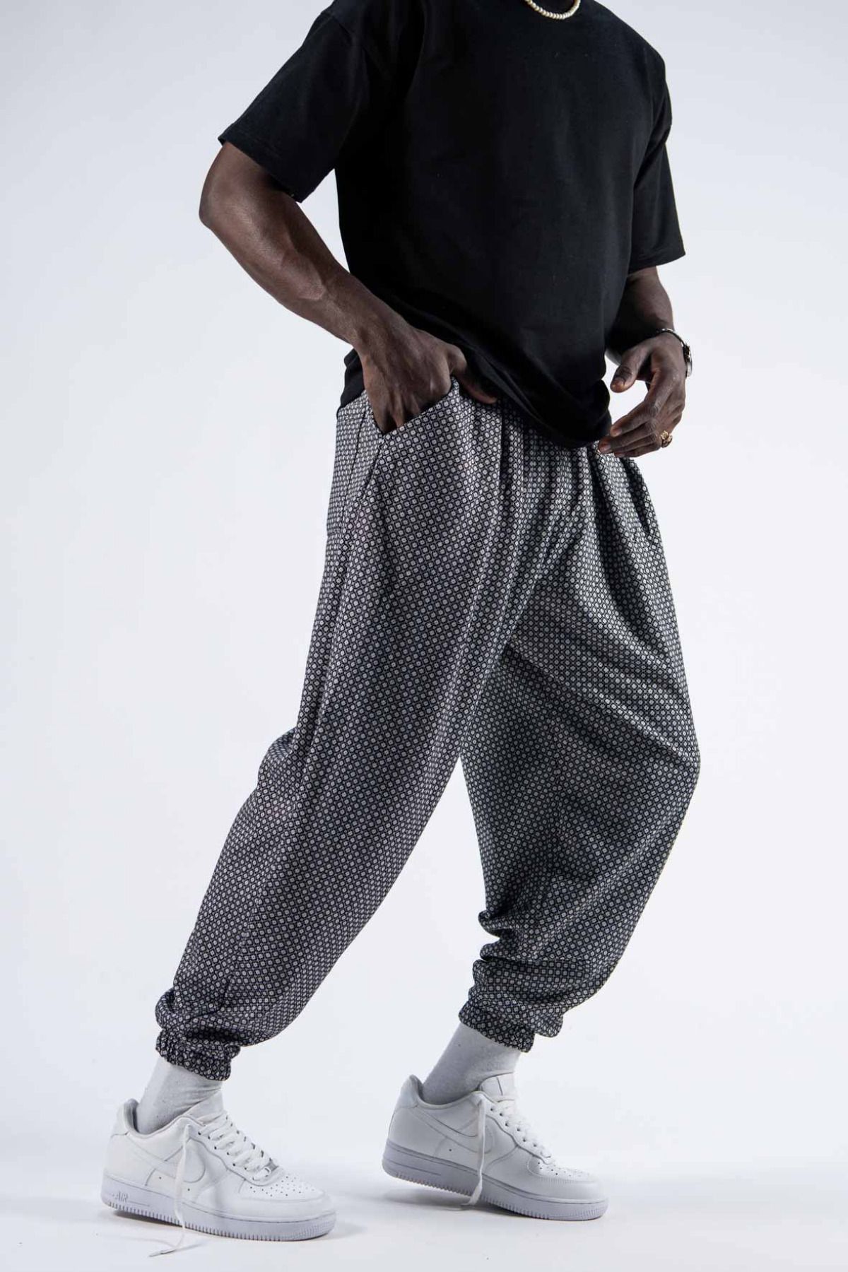 Superbluemexico Erkek Baggy Jogger Siyah Bol Şalvar Pantolon