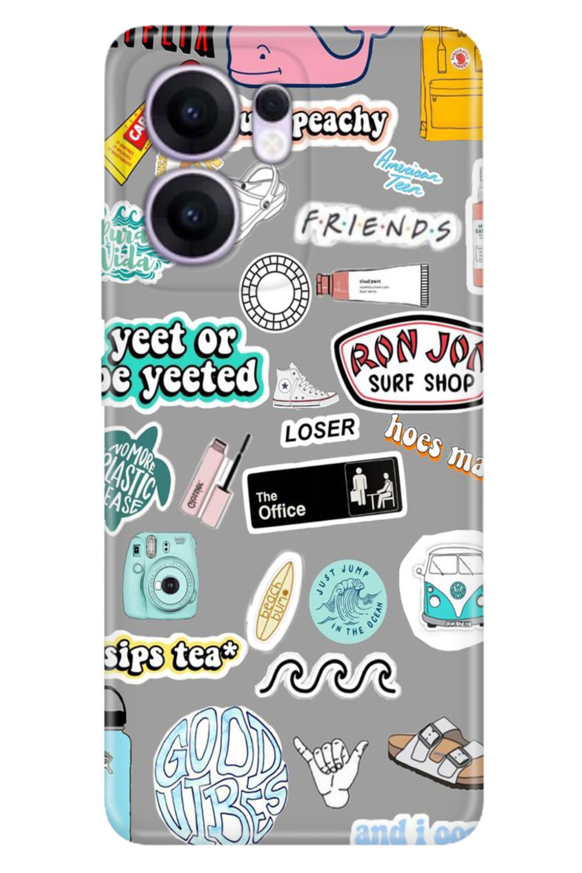 OPPO Reno 13F 5G Kılıf Dekoratif Silikon Baskılı Kapak Sticker Style