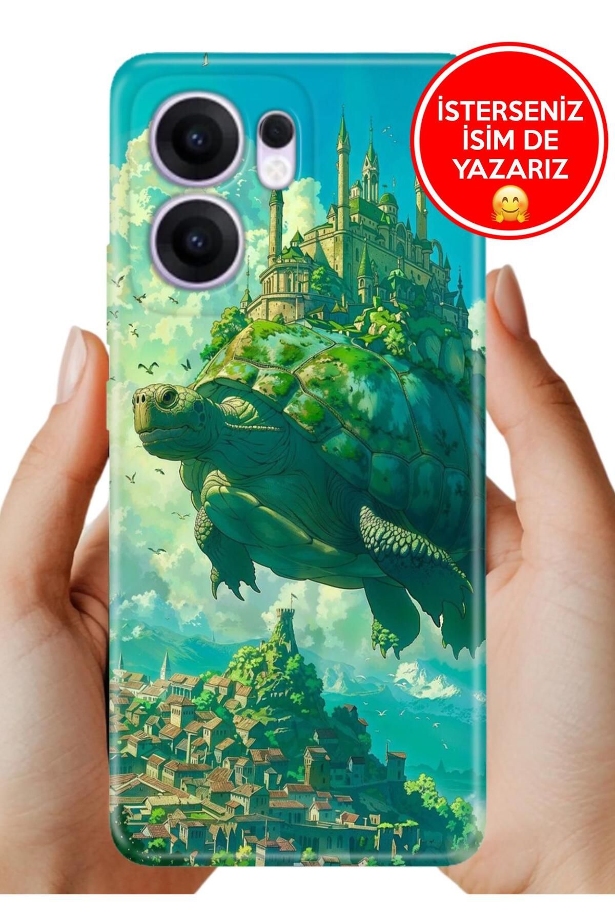 OPPO Reno 13F 5g Kılıf Oppo Reno 13F A Kalite Baskılı Art Silikon Turtle Art
