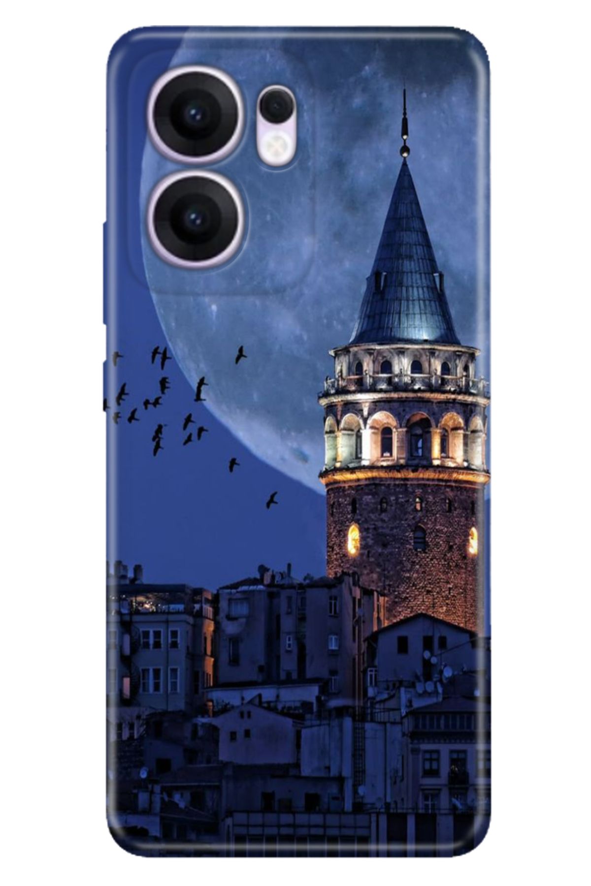 OPPO Reno 13F 5G Kılıf Retro Trendy Silikon Baskılı Galata Moon