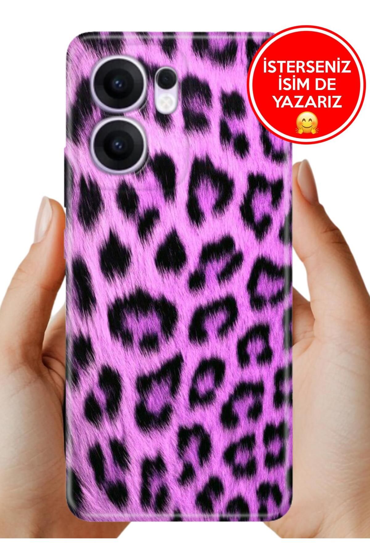 OPPO Reno 13F 5g Kılıf Oppo Reno 13F A Kalite Baskılı Art Silikon Mor Kürk