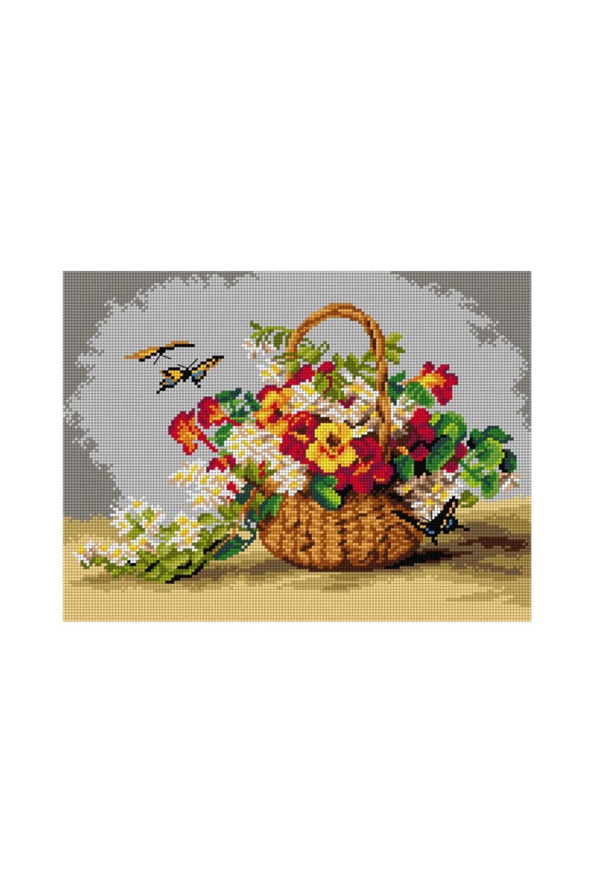 Orchidea Baskılı Goblen Sepette Çiçek 3069 30*40 cm