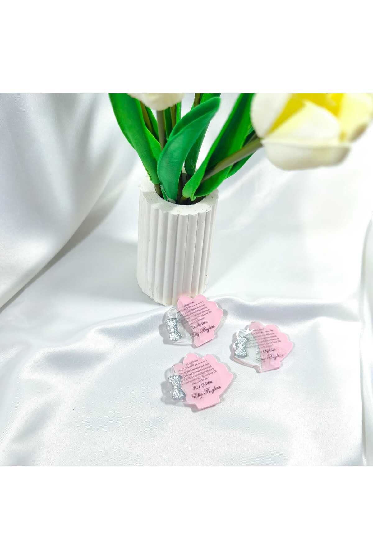 demet art studio Epoksi 25 Adet Hatıra Pembe Midye Model Detaylı Doğum Yaş Günü Mevlit Baby Shower Hediyelik Magnet
