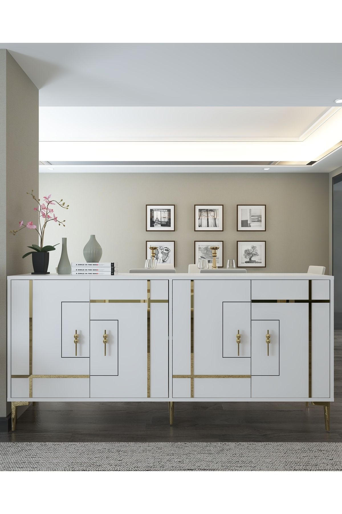 cantek dizayn SİMGECT (KX180) KONSOL BEYAZ-ALTIN