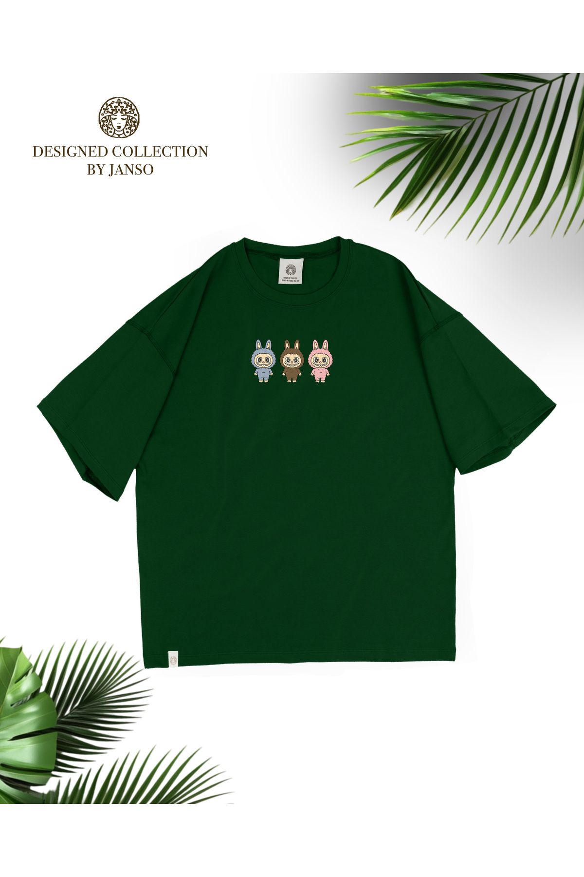 JANSO GROUP -KADIN LABUBU BASKILI PAMUKLU TSHIRT OVERSİZE