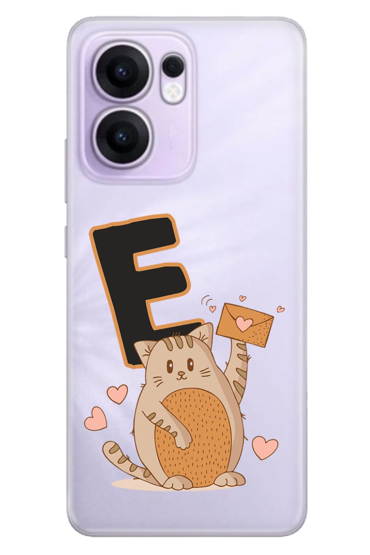 OPPO Reno 13F 5G Kılıf Retro Art Desenli Esnek Silikon Kedili E Harfi