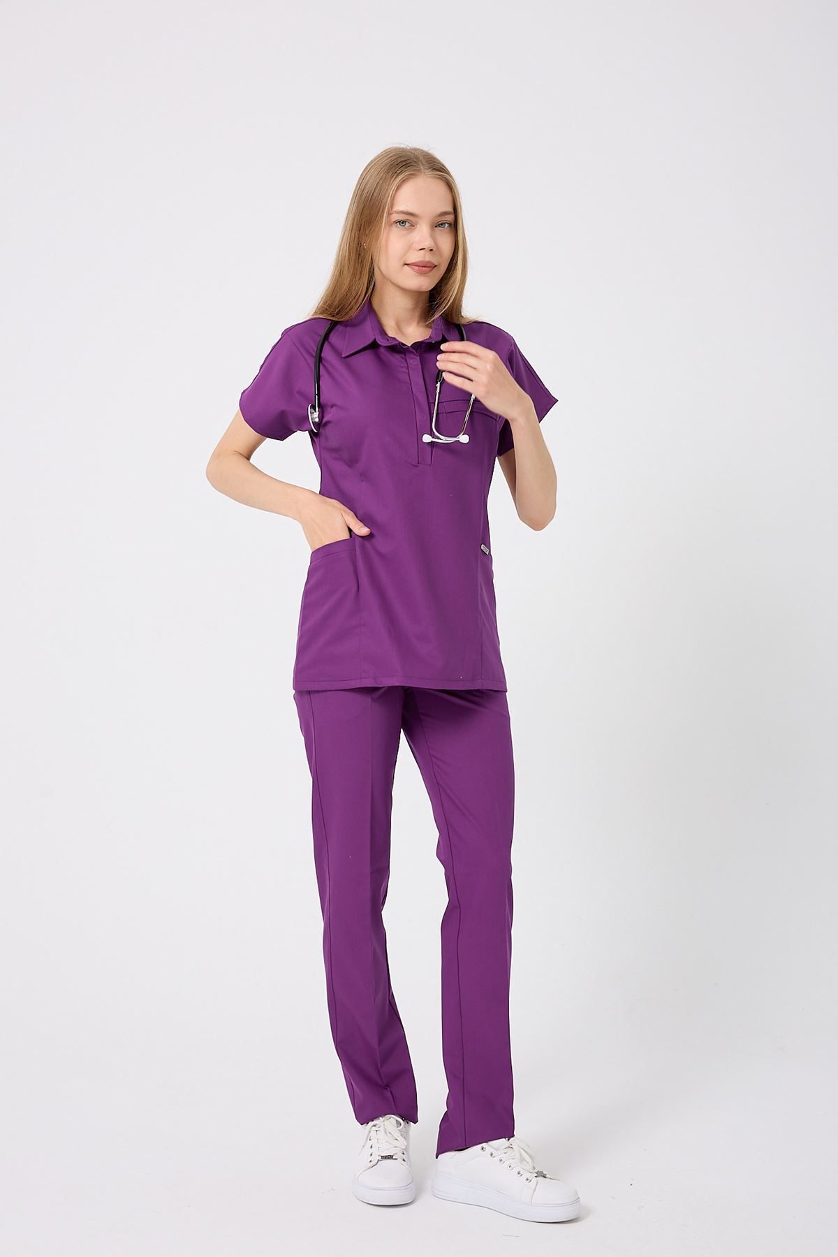 Onur Forma Scrubs Planet Kadın Takım - Eflatun