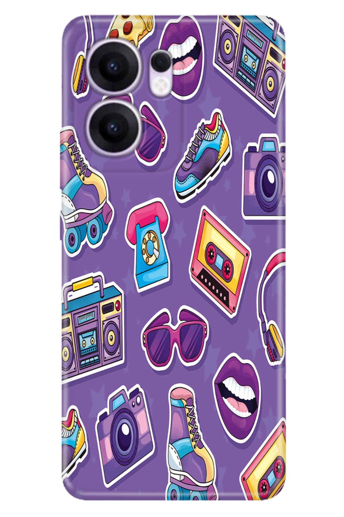 OPPO Reno 13F 5G Kılıf Tema Art Desenli Baskılı Silikon 90'lar Sticker