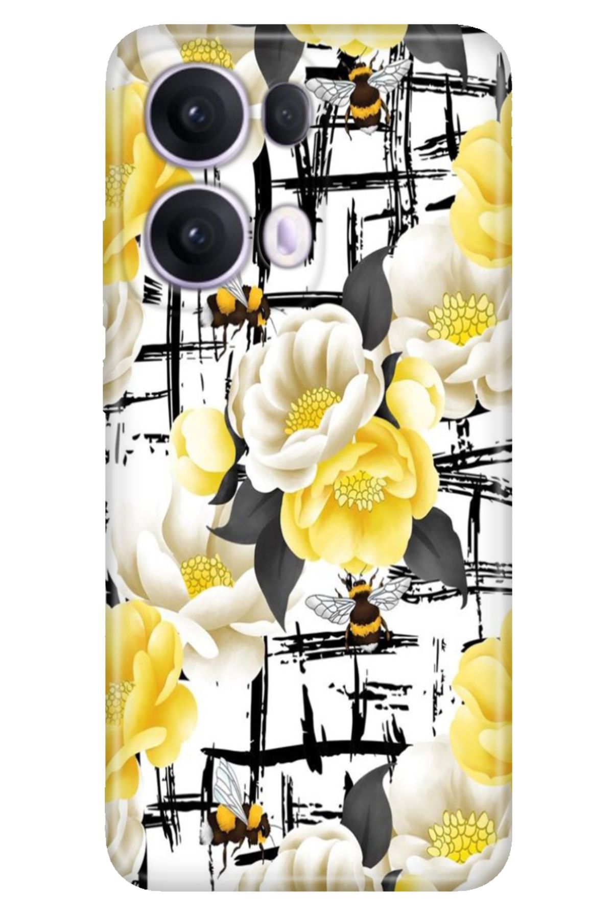 OPPO Reno 13 Pro Oppo Kılıf Tema Art Desenli Baskılı Silikon Sarı Çiçekler