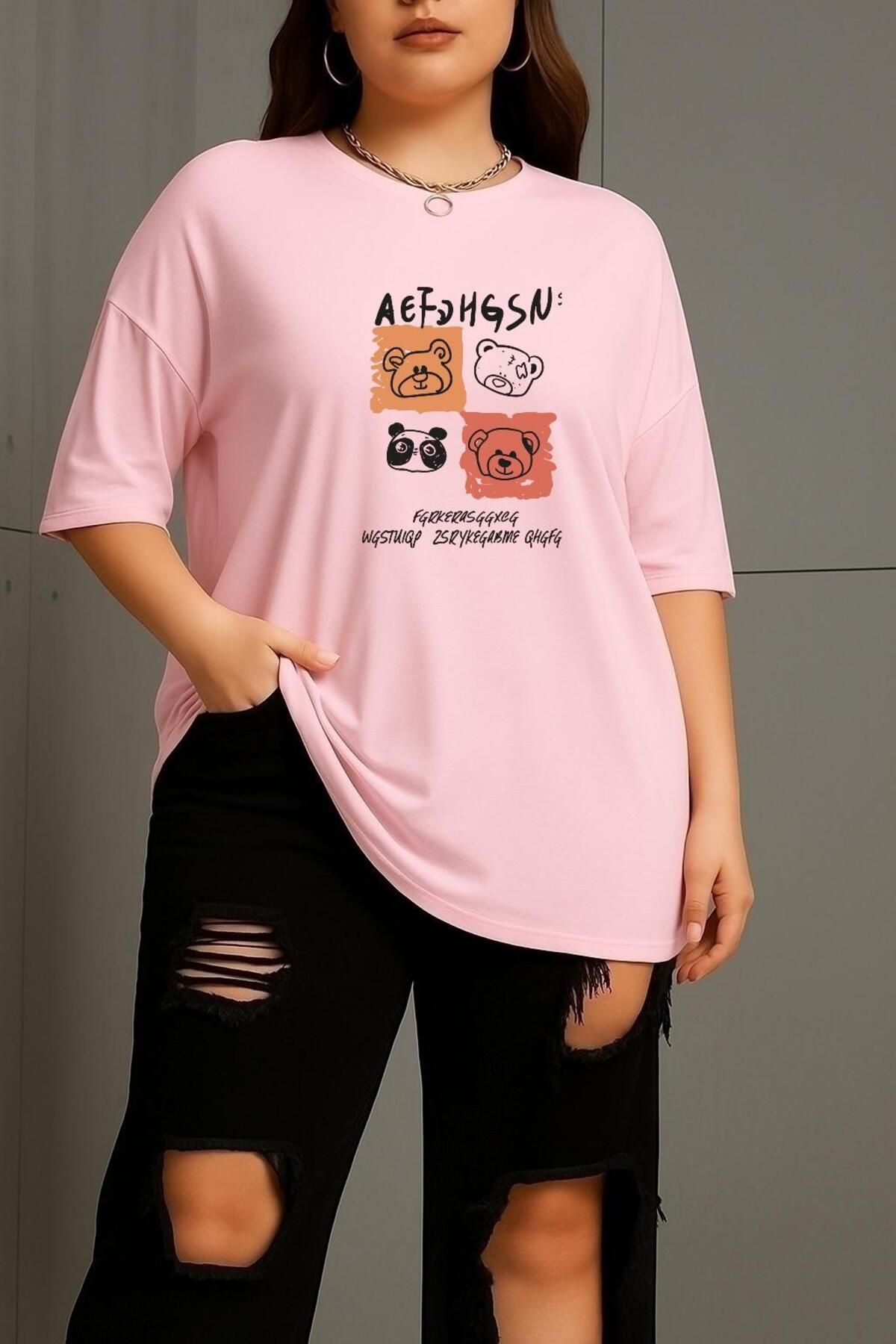 BENROMA BÜYÜK BEDEN AEF AYICIK BASKILI UNİSEX TİŞÖRT