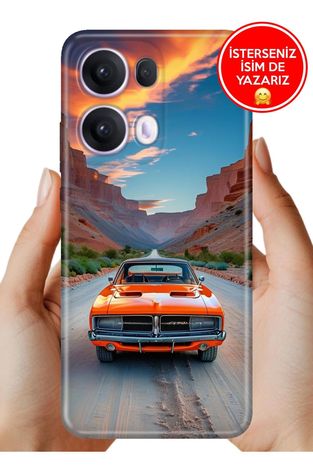 OPPO Reno 13 Pro Kılıf Oppo Reno 13 Pro Yerli Üretim Desenli Kapak Vintage Car