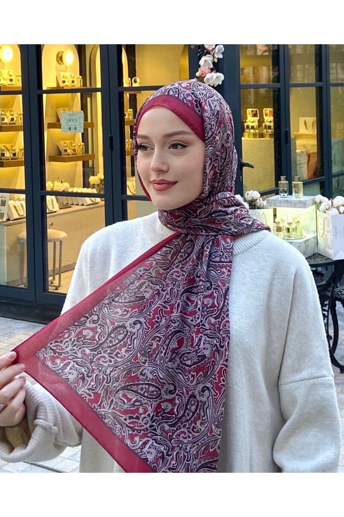 başörtü dükkanı Firuze 3 Desen Şal