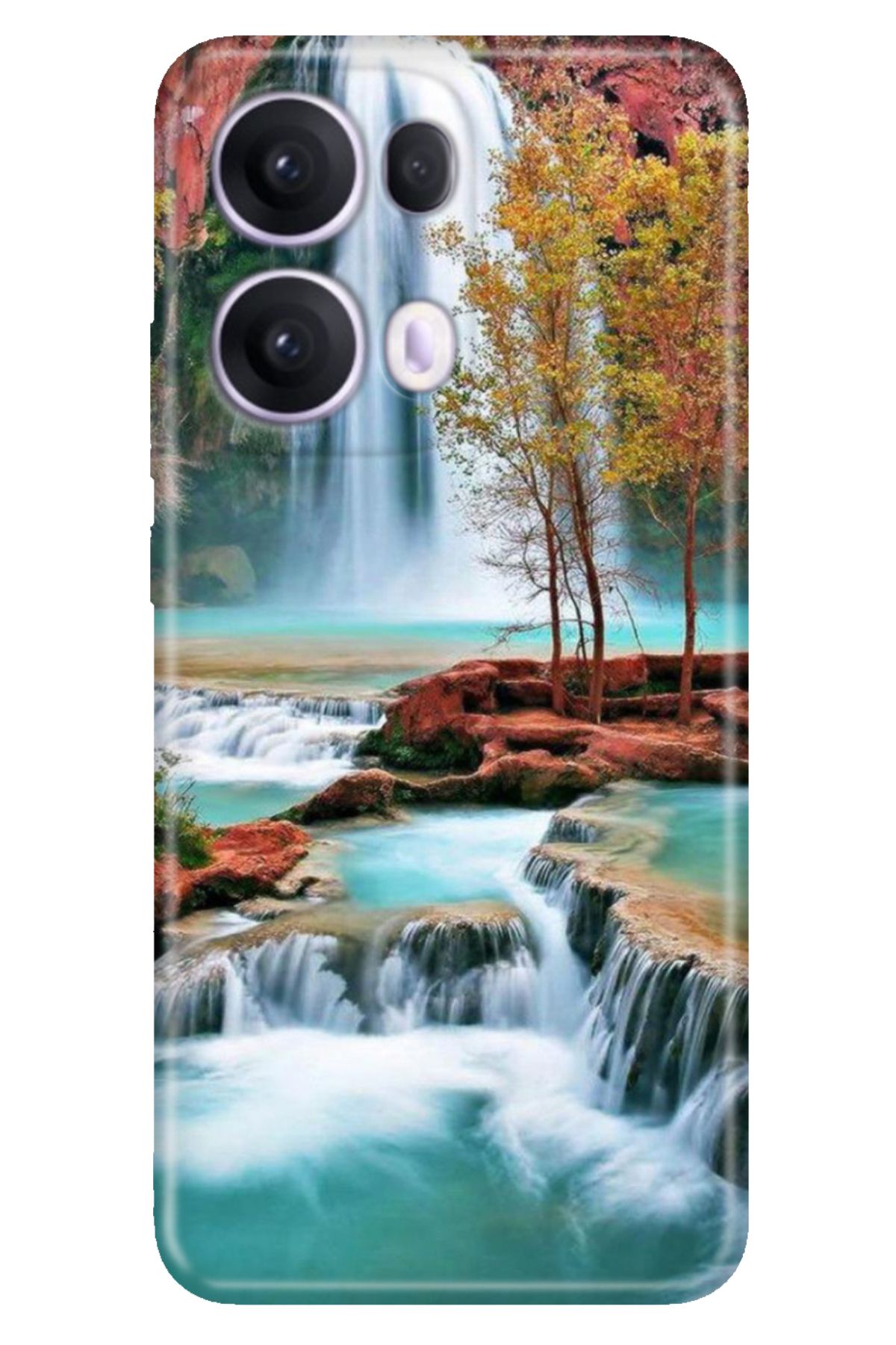 OPPO Reno 13 Pro Kılıf Oppo Dekoratif Silikon Baskılı Kapak Şelale