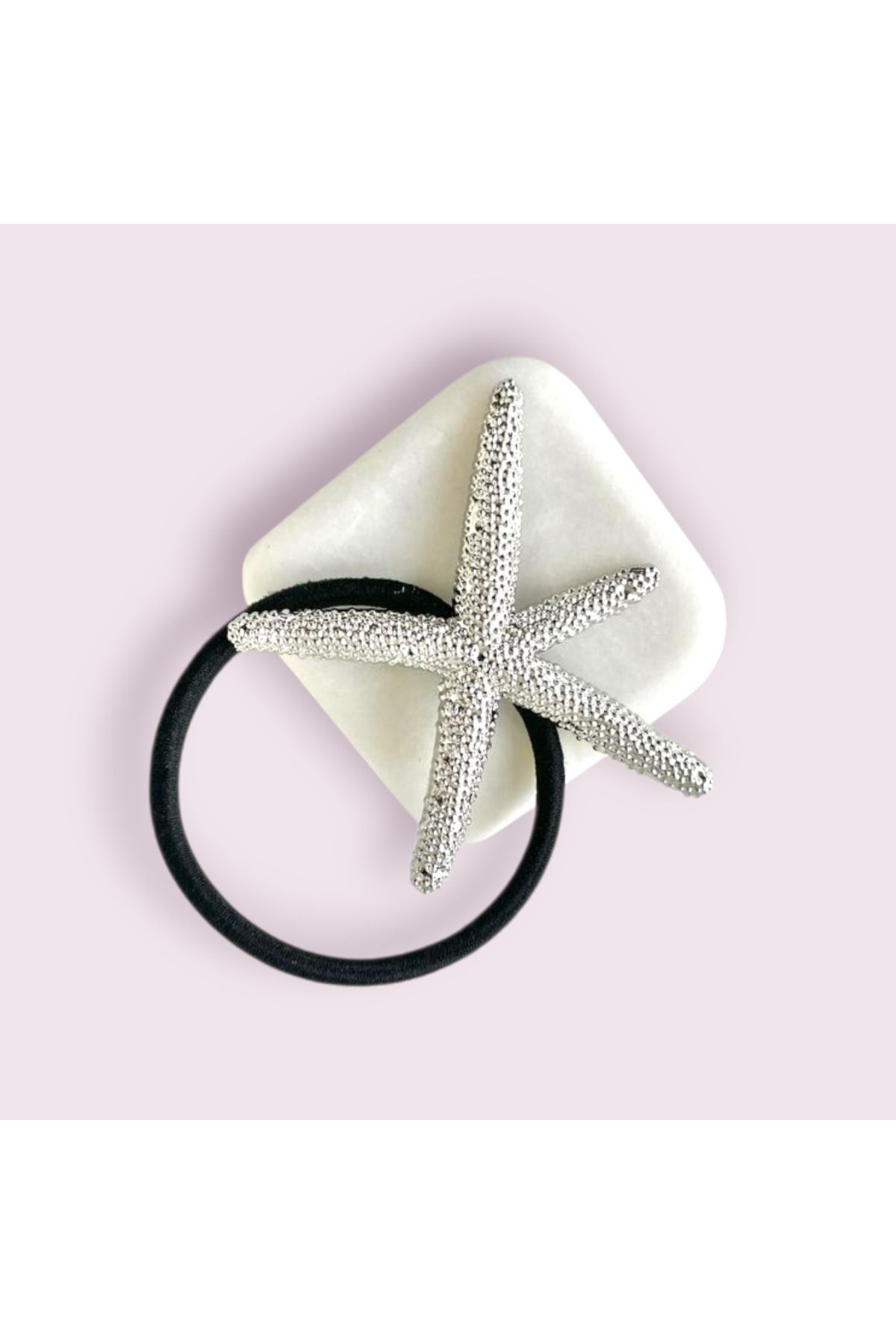 REBORN DESIGN Mavi Deniz Yıldızı Model Böğürtlen Görünümlü Gümüş Renk 7cm Metal Pinterest Lastik Toka