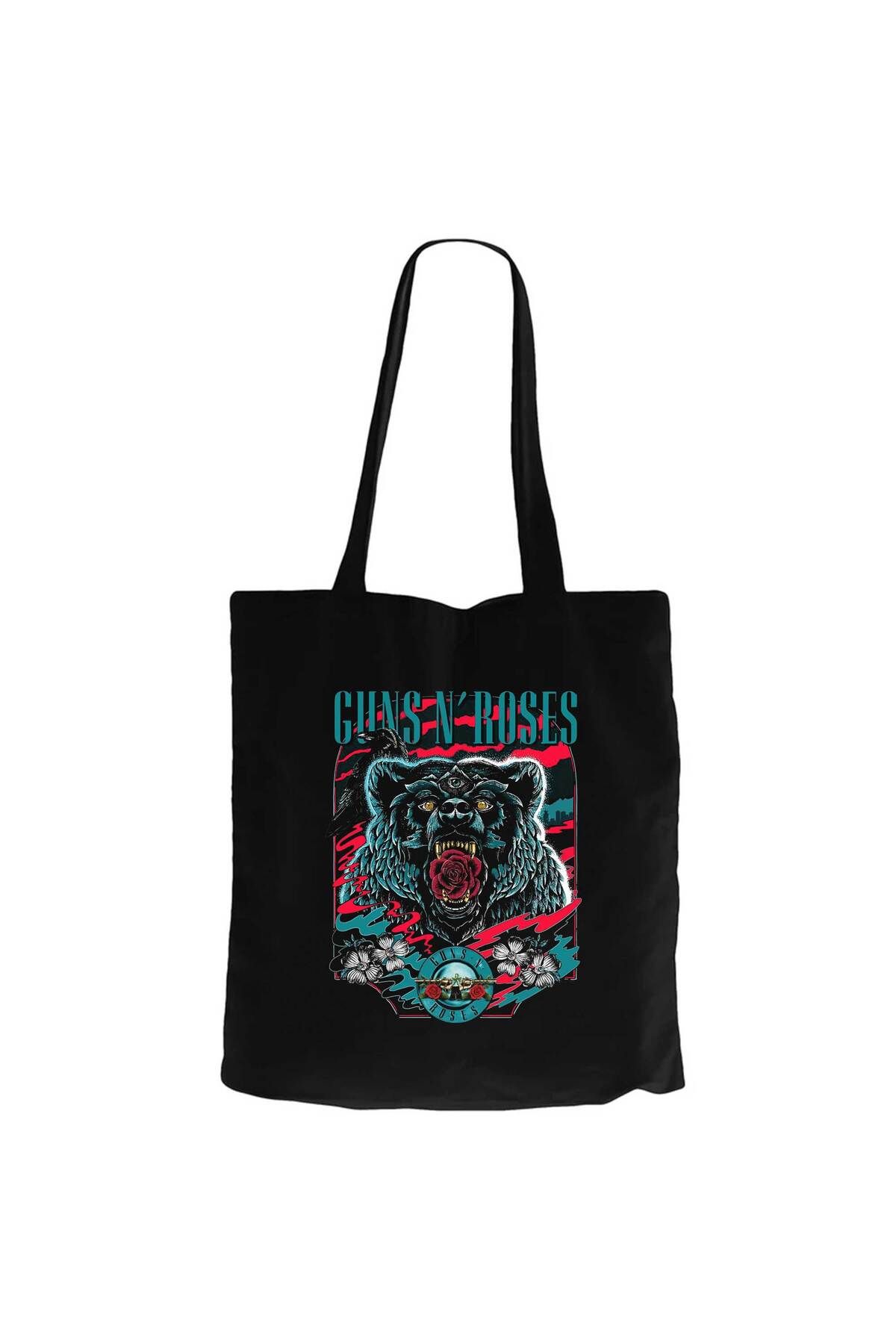 Z zepplin Guns N Roses Bear Siyah Kanvas Bez Çanta