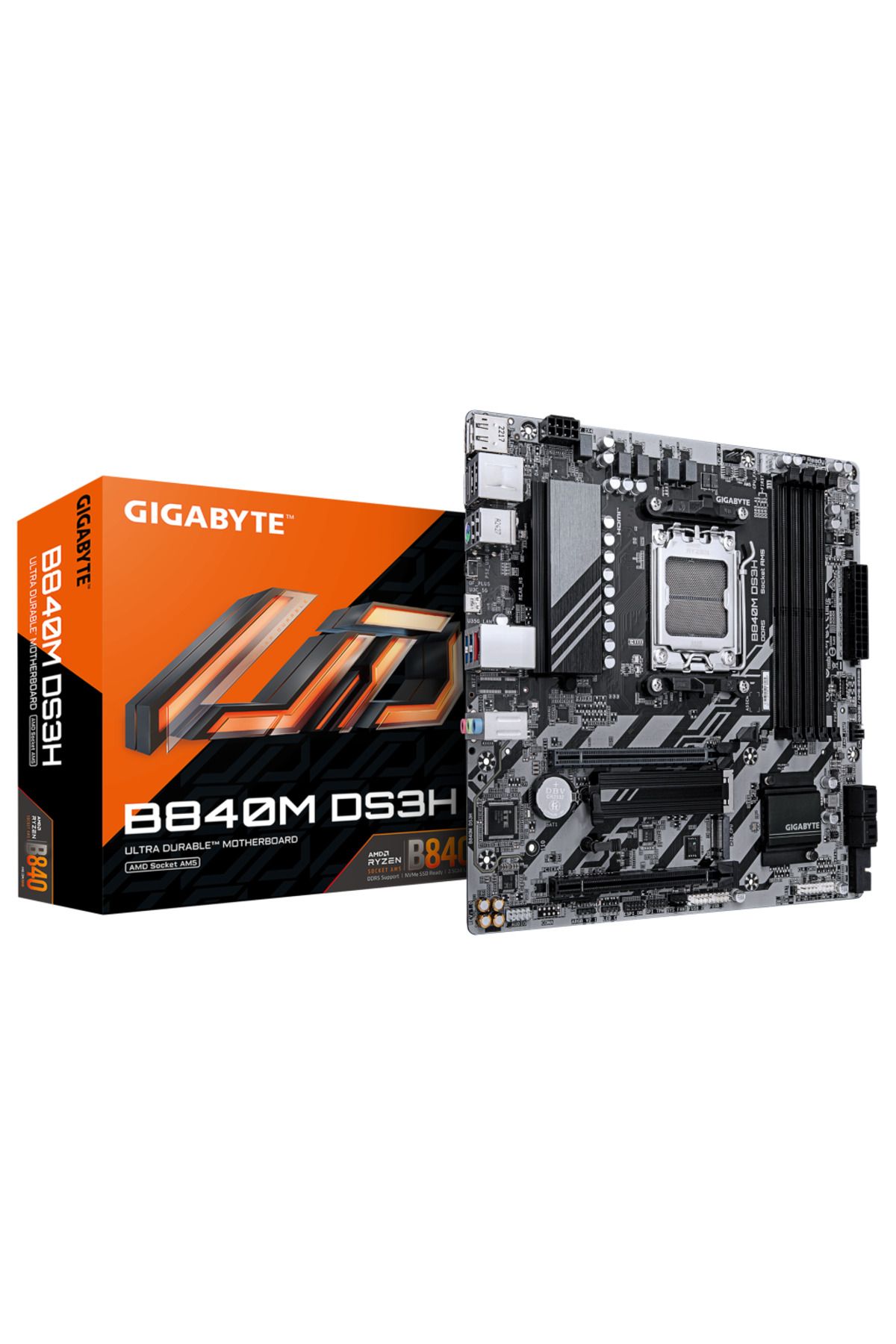 Gigabyte B840M DS3H, 4xDDR5, 2xM.2, 2xDP, HDMI, Type-C, AM5 Soket GAMING Anakart