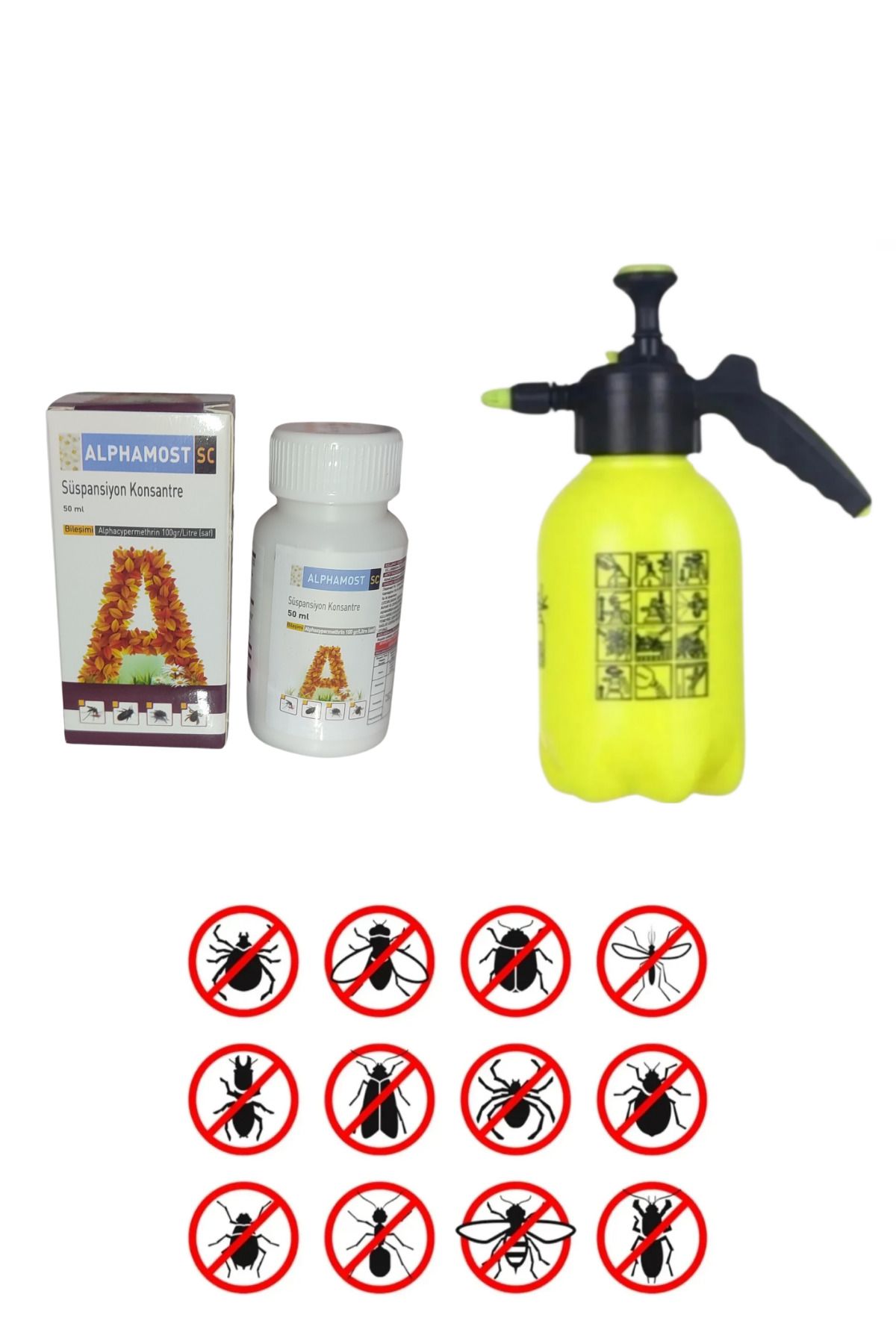 ROKSAN Alphamost SC 50ML Böcek İlacı Kokusuz/2LT Basınçlı İlaçlama Pompası 2'li Set