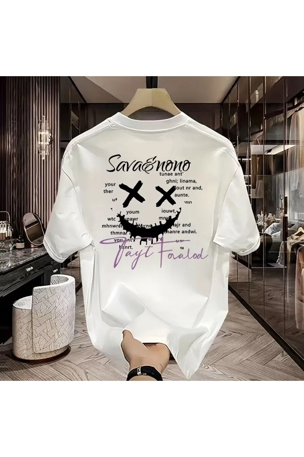 LAND MODA Erkekler için Büyük Boy Pamuk Grafik T-Shirt - Rahat Amerikan Sokak Stili Yuvarlak Yaka, Kısa Kollu,