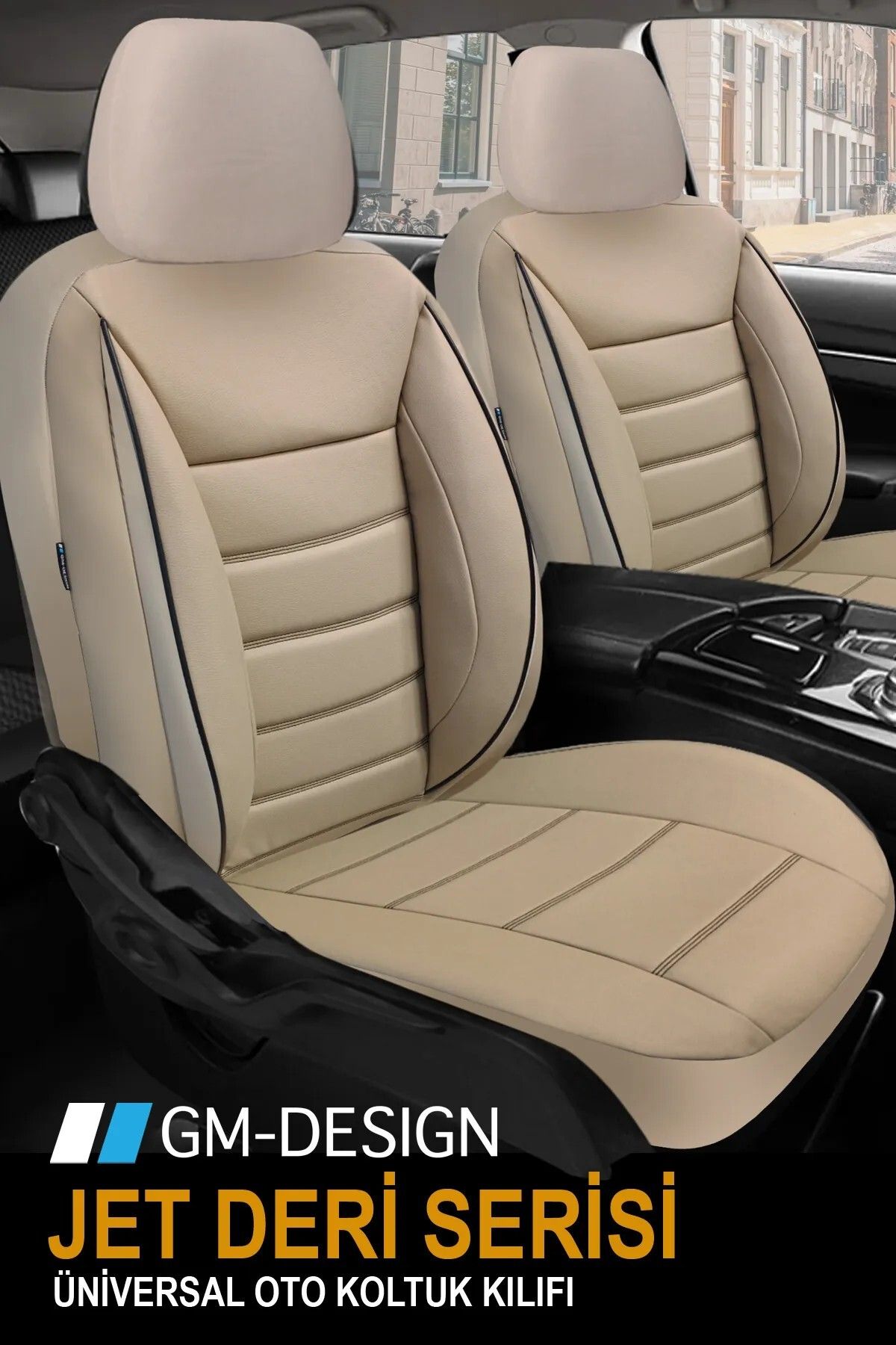 GM-DESIGN Jet Deri Oto Koltuk Kılıfı - Ön-Arka 5 Koltuk Tam Set - Üniversal