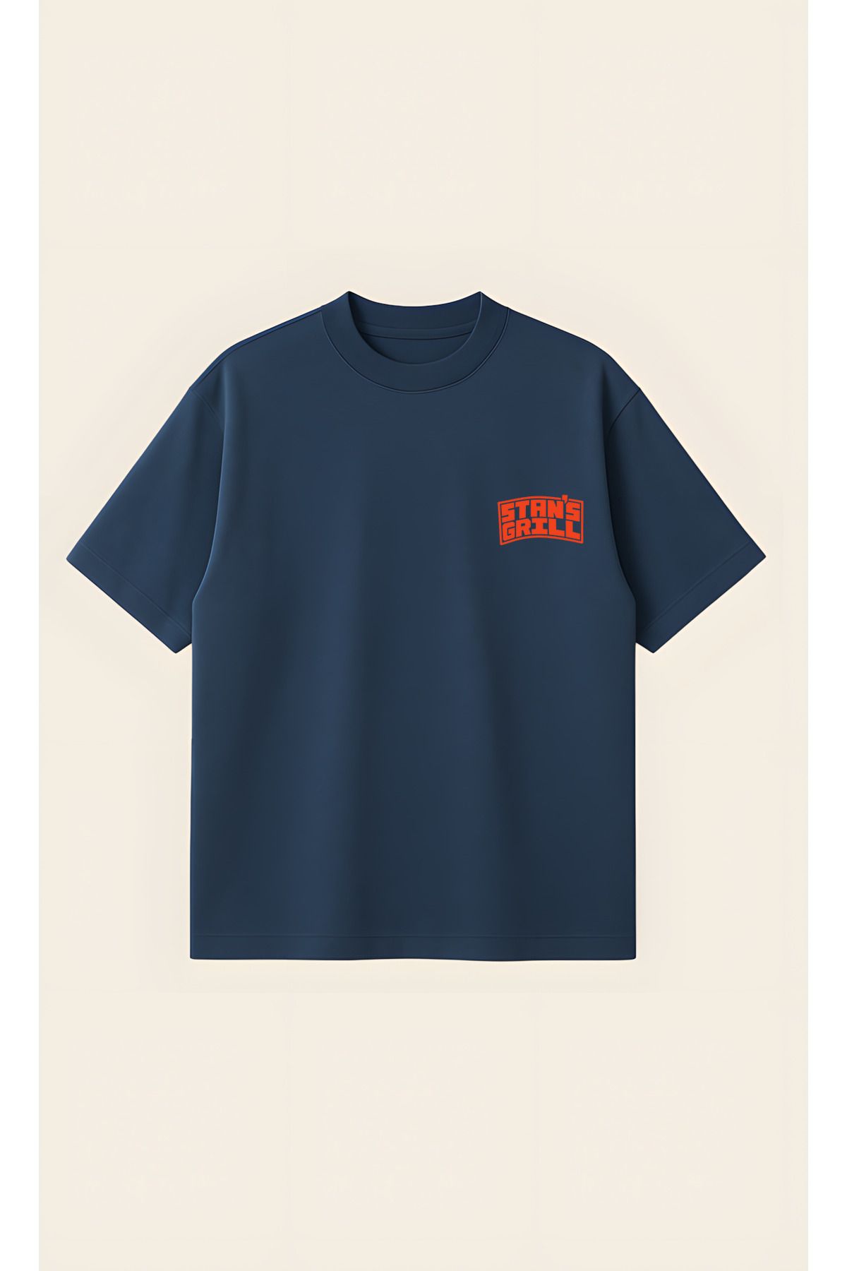 Moon Dancer Stan's Grill Unisex %100 Organik Pamuklu Kalın Dokulu Oversize Bisiklet Yakalı T-shirt