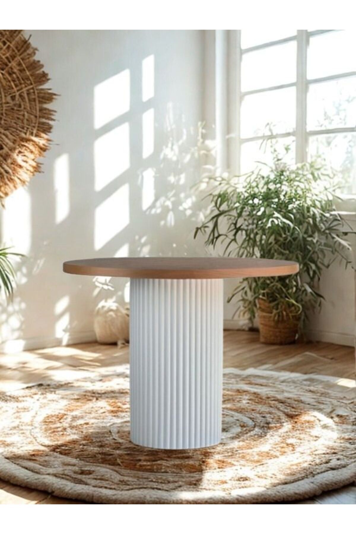 Gazzini Furniture Arya Yuvarlak Ahşap Bohem Masa 110x110