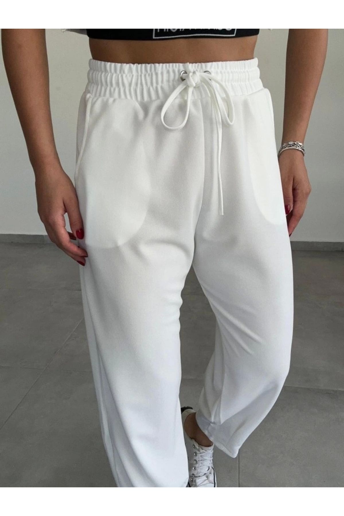 Butik Kadın Dalgıç Krep Full Likralı Paçası Pens Detay Pantolon