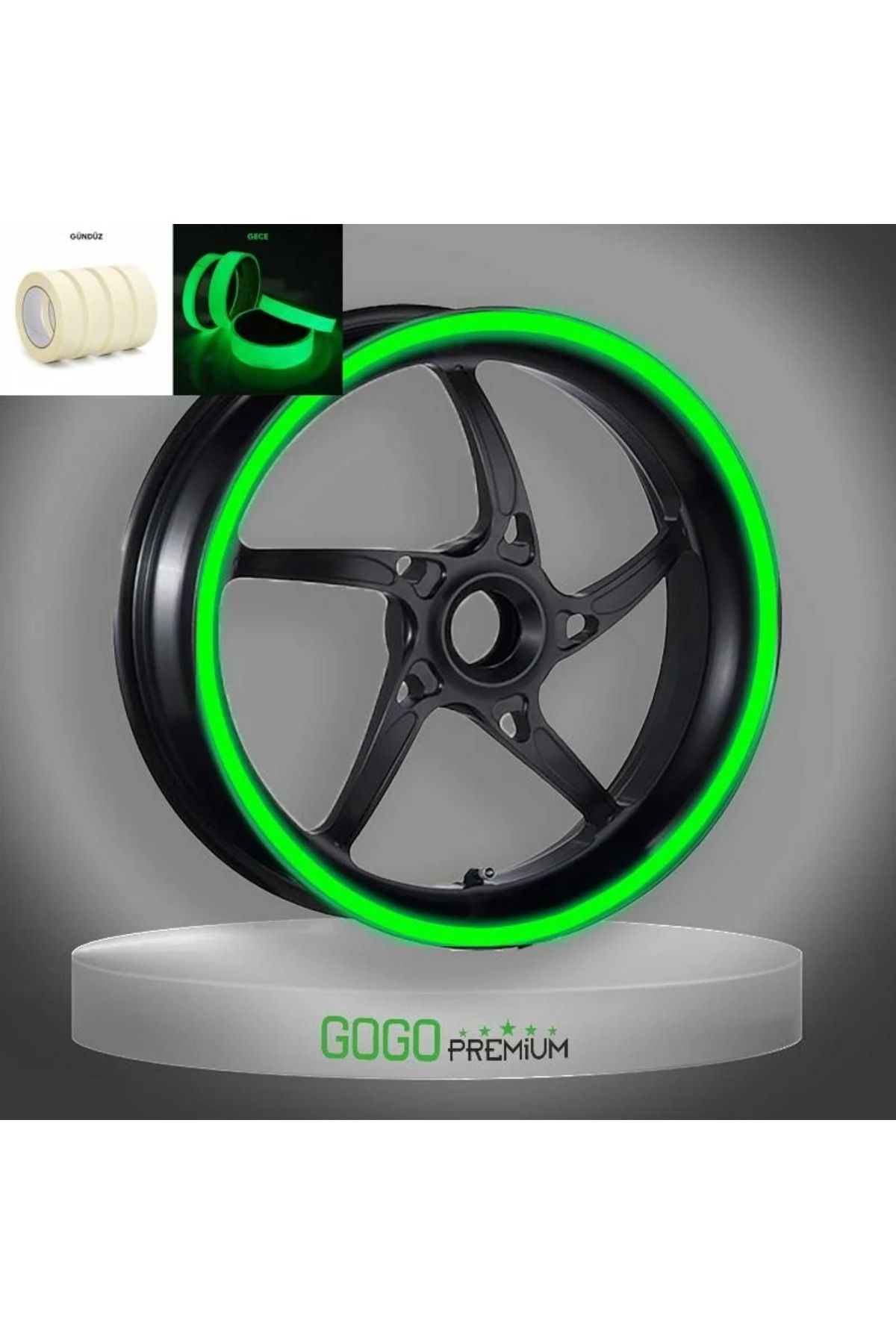 Universal GECE YANAN DOĞAL RENK FOSFORLU 7 CM 7 M JANT ŞERİDİ