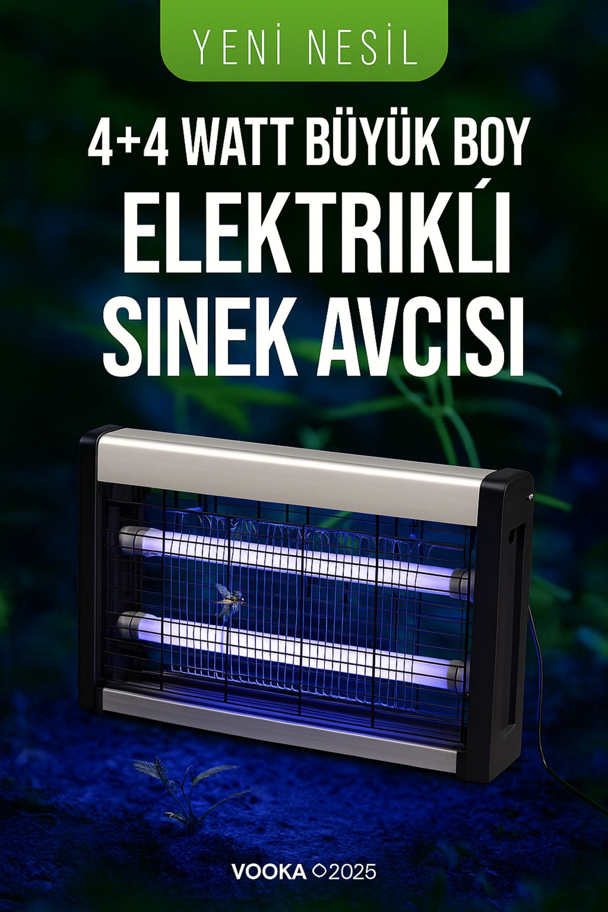 MO DOU Sinek Öldürücü 4+4W UV Işıklı Büyük Boy Elektrikli Sinek Avcısı Sessiz ve Etkili Böcek Öldürücü Ciha