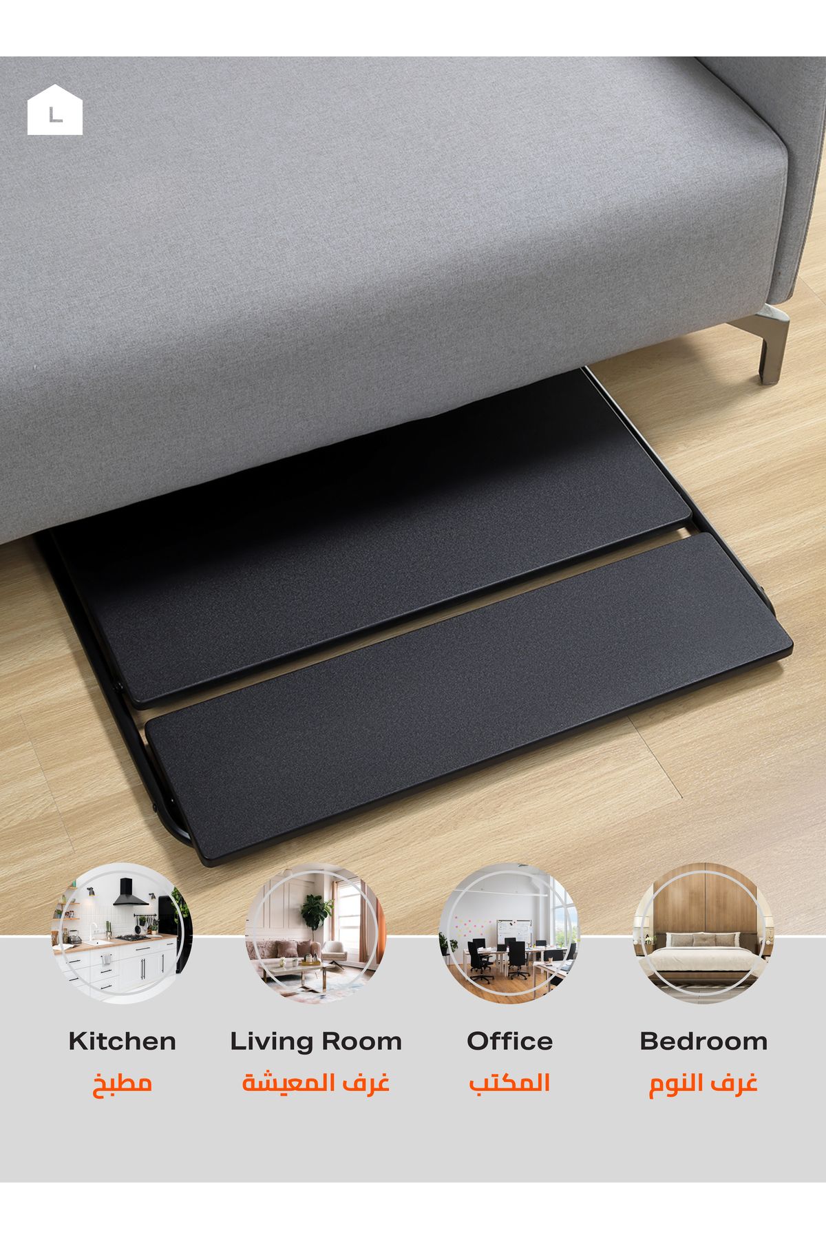 Lawazim-Foldable Computer Desk – 71.5x55x90.5cm – 2-Tier Space-Saving Writing Table with Shelf 5