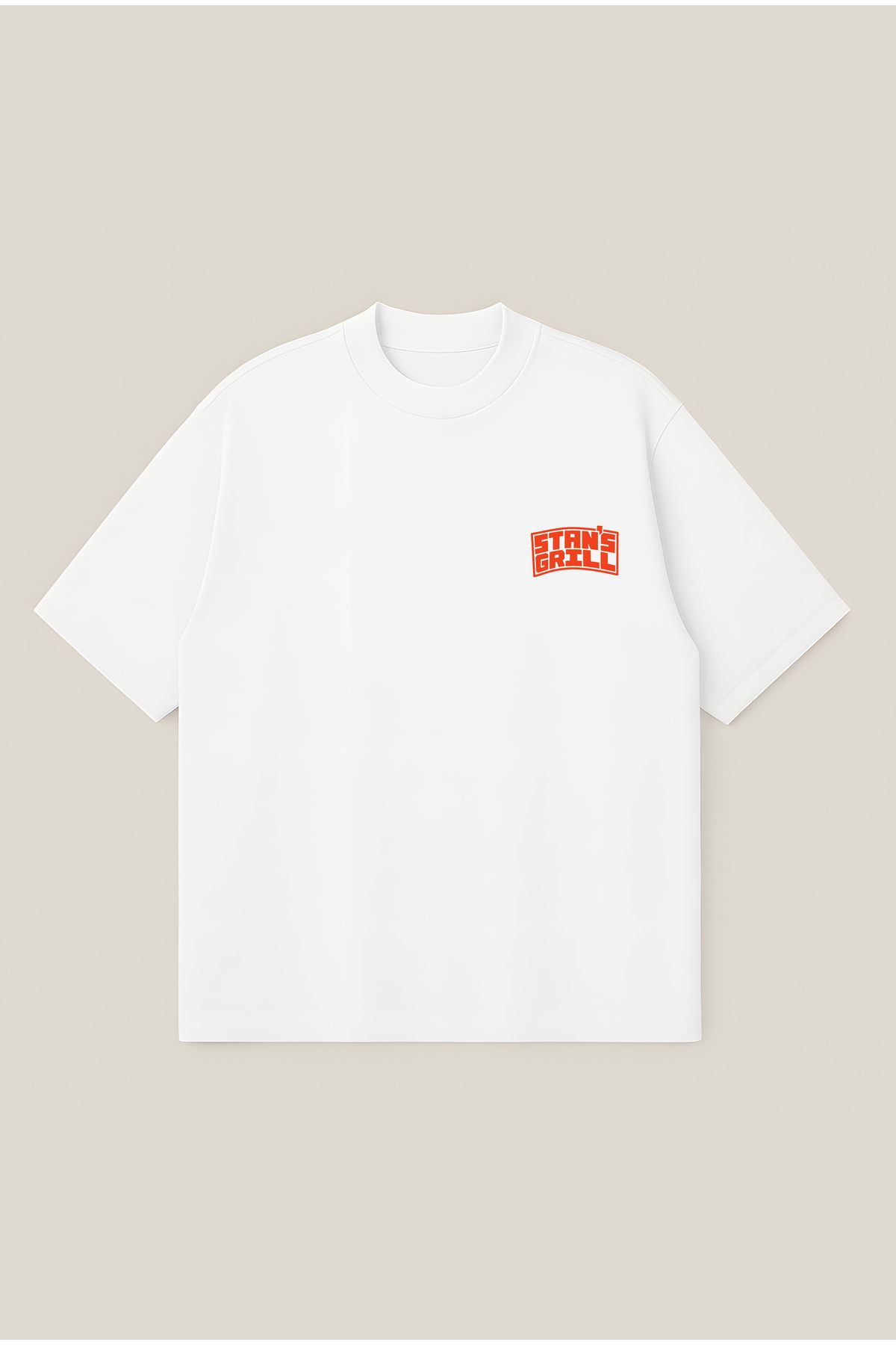 Moon Dancer Stan's Grill Unisex %100 Organik Pamuklu Kalın Dokulu Oversize Bisiklet Yakalı T-shirt
