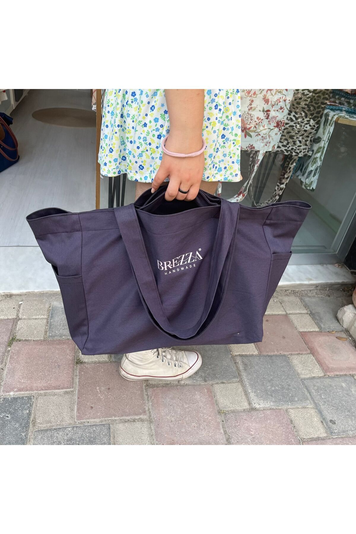 BREZZA HANDMADE BEZ ÇANTA, FÜME, GABARDİN, 60*40