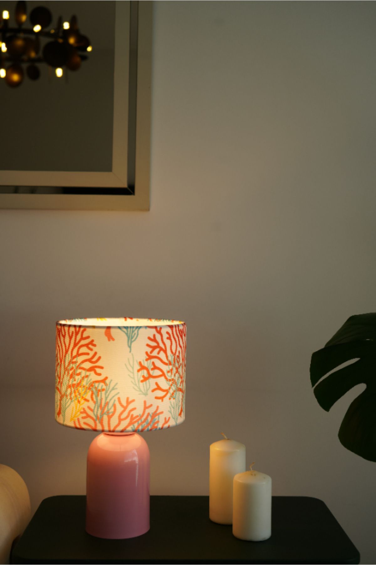 retro home design Pembe Ayaklı Deniz Börülcesi Baskı Kumaş Şapkalı Şık Yatak Odası Salon Abajur Özel Modern