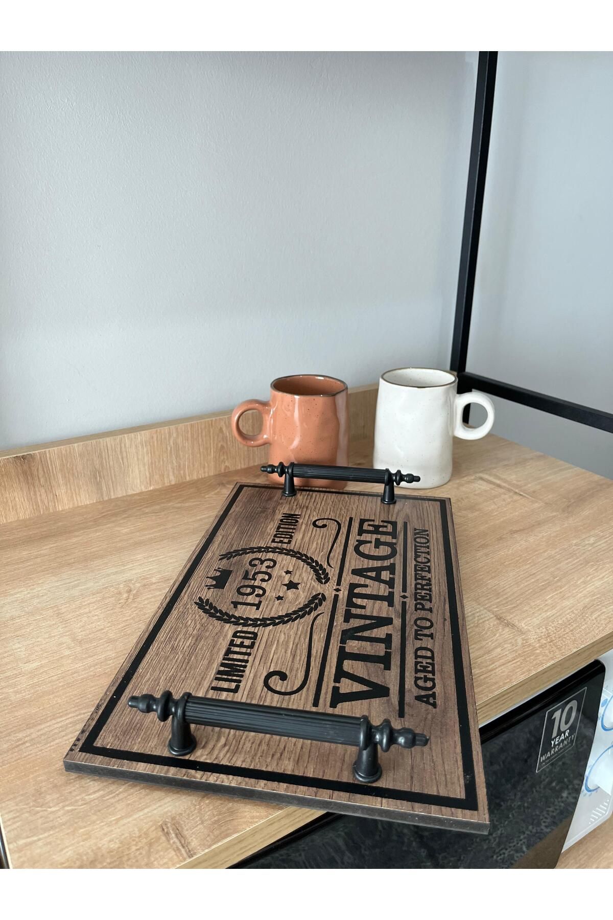 LİNGO HOME Çelik Kulplu Ahşap Desenli Sehpa-20*33 cm