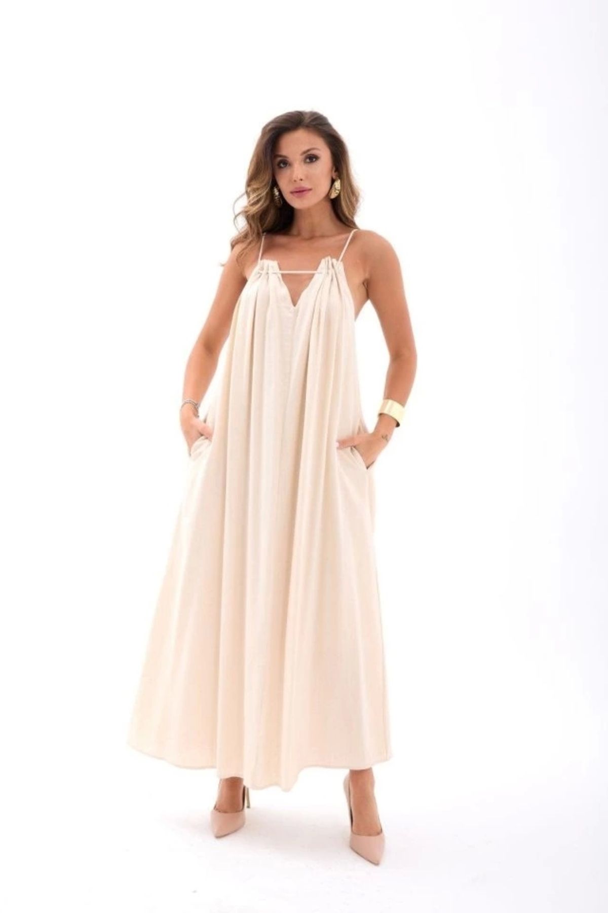 Butik 7310 ELBİSE-BEJ