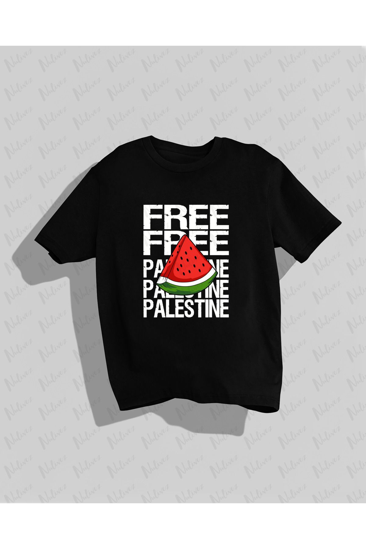 Nulivez Free Palestine Baskılı Yüksek Kalite Kompakt Unisex Oversize T-Shirt