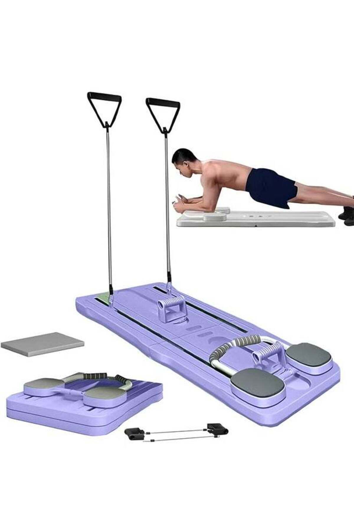 Fitness World لوح تمارين بيلاطس قابل للطي 5 في 1 لتمارين البطن والضغط والذراعين