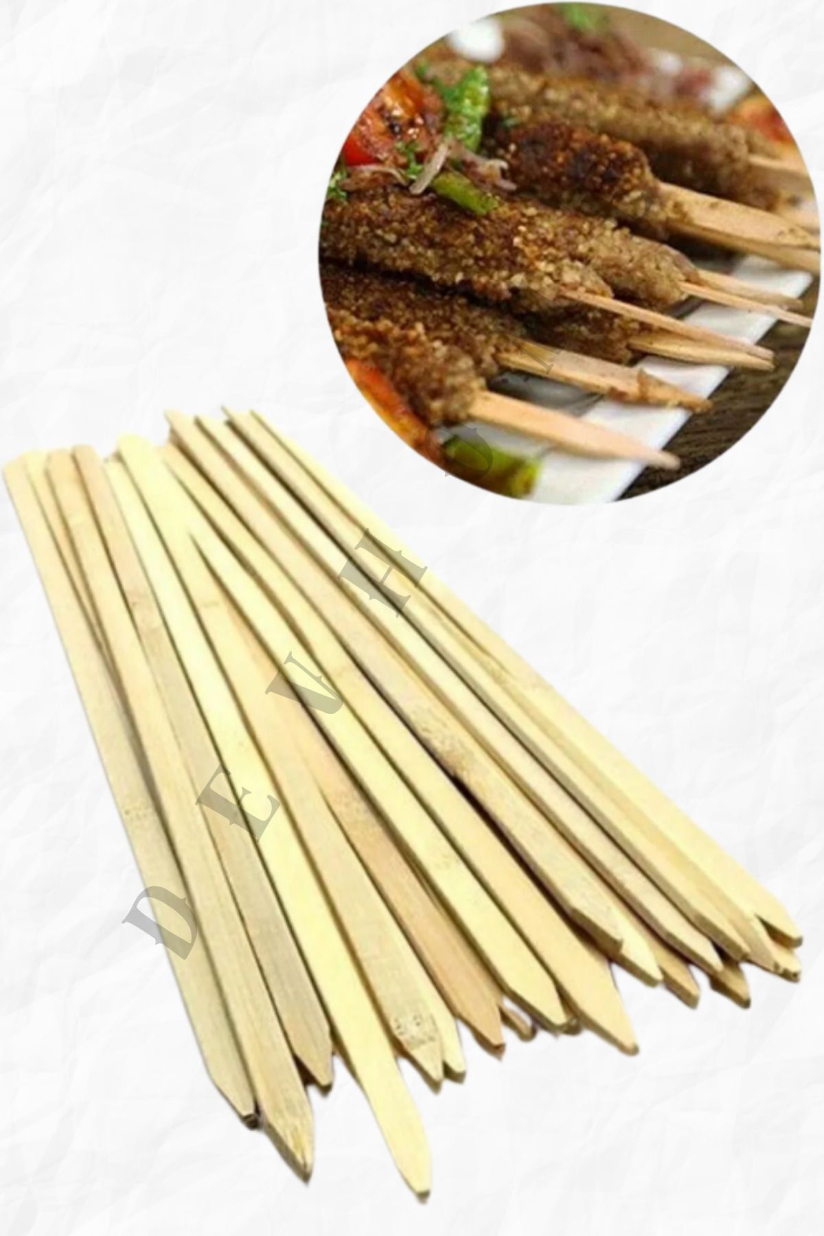 devhome Doğal Bambu Mangal Şişi 20 Adet | Et Tavuk Sebze Şişleme Çubuğu Barbekü ve Kebap Şişi 25 CM