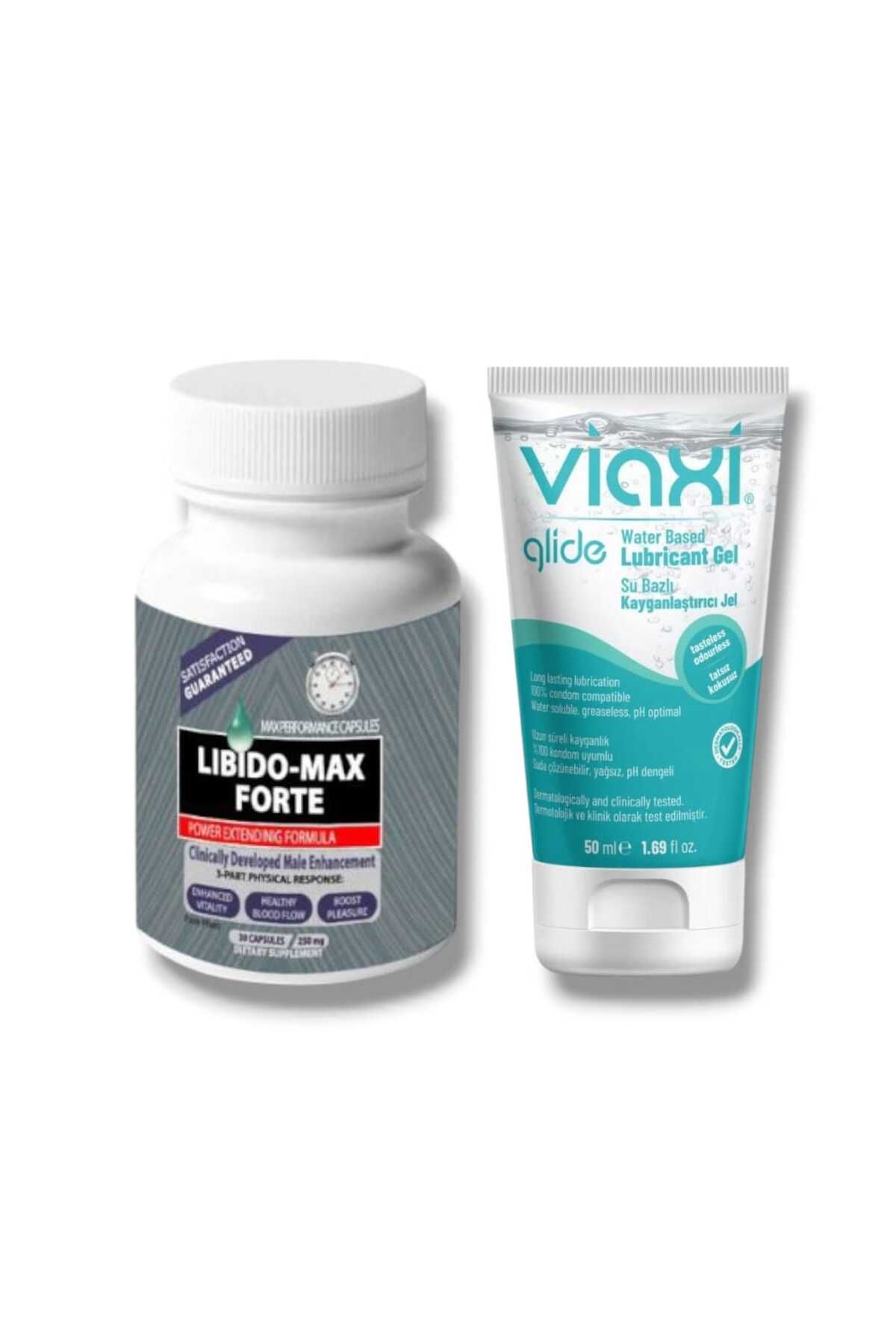Strong Bull Store Libido-Max Forte Erkeklere Özel Takviye Edici 30'lu + Viaxi Glide Su Bazlı Kayganlaştırıcı Jel 50 ml