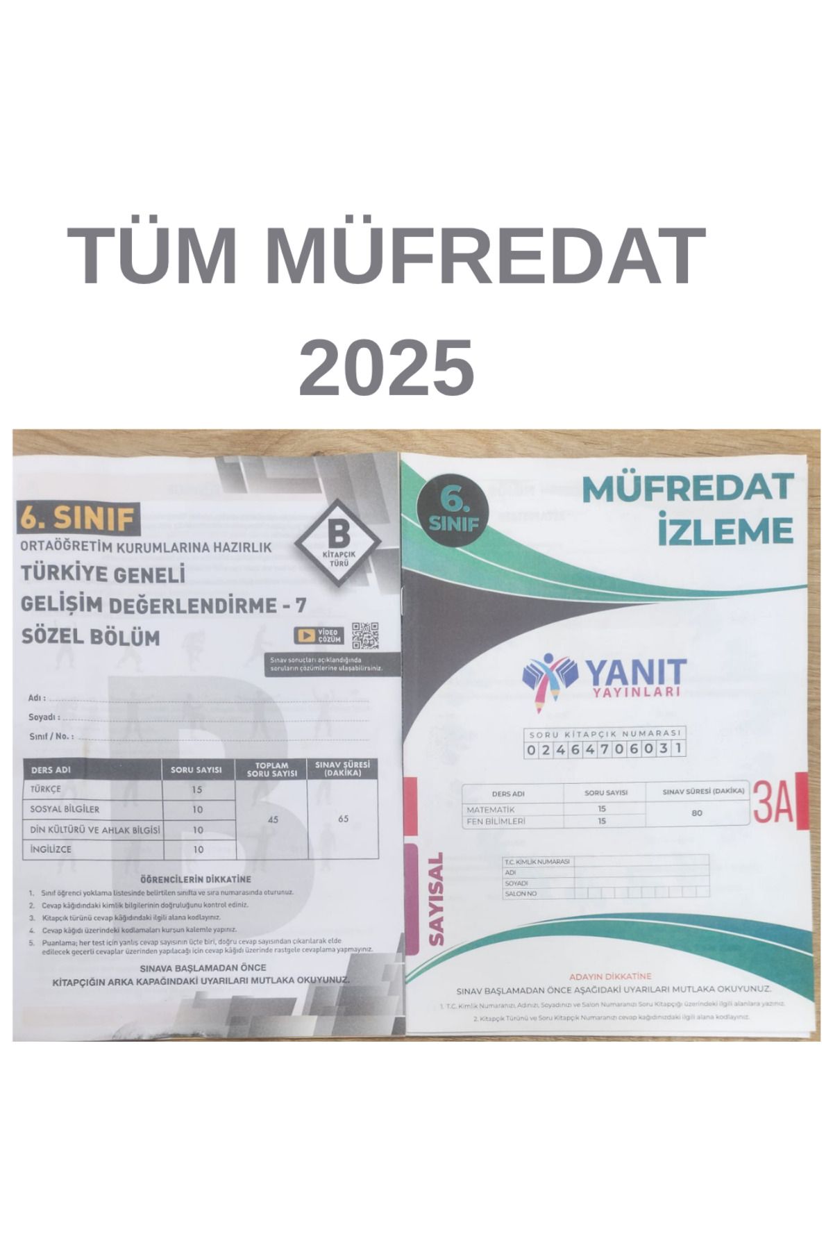 Yanıt Yayınları 6.SINIF YANIT +HIZ KURUMSAL GENEL DENEME SET 2024-2025