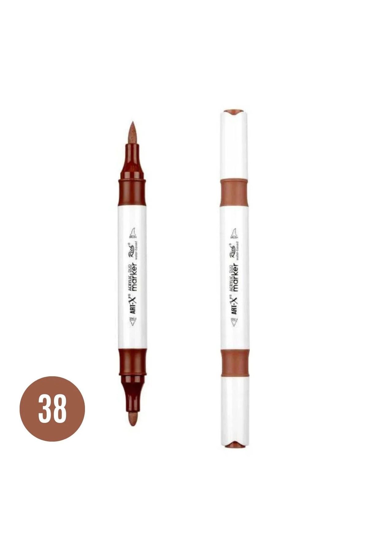 Art Tone ART-X Çift Fırça Uçlu Akrilik Bazlı Marker Kalem 38 Koyu Kahve