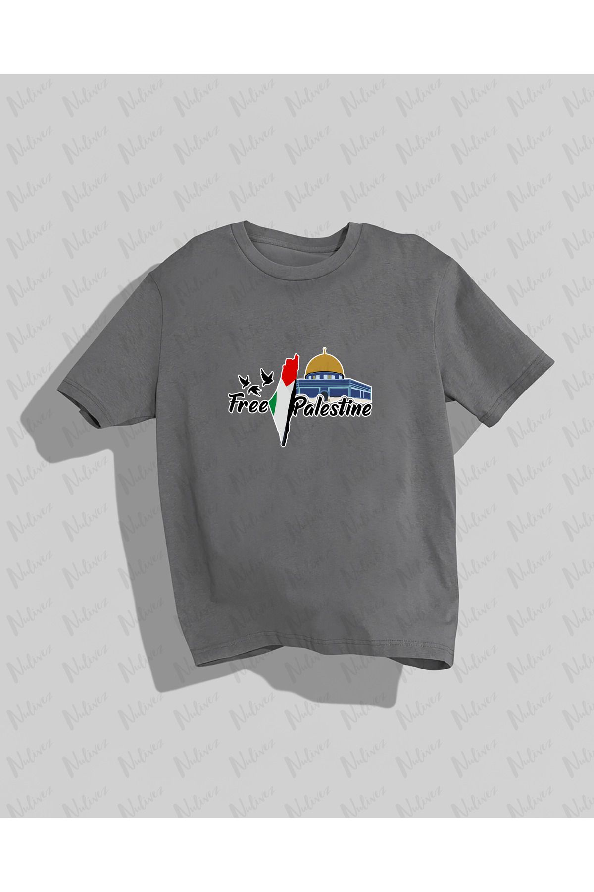 Nulivez Filistin Tasarımı Baskılı Yüksek Kalite Kompakt Unisex Oversize T-Shirt