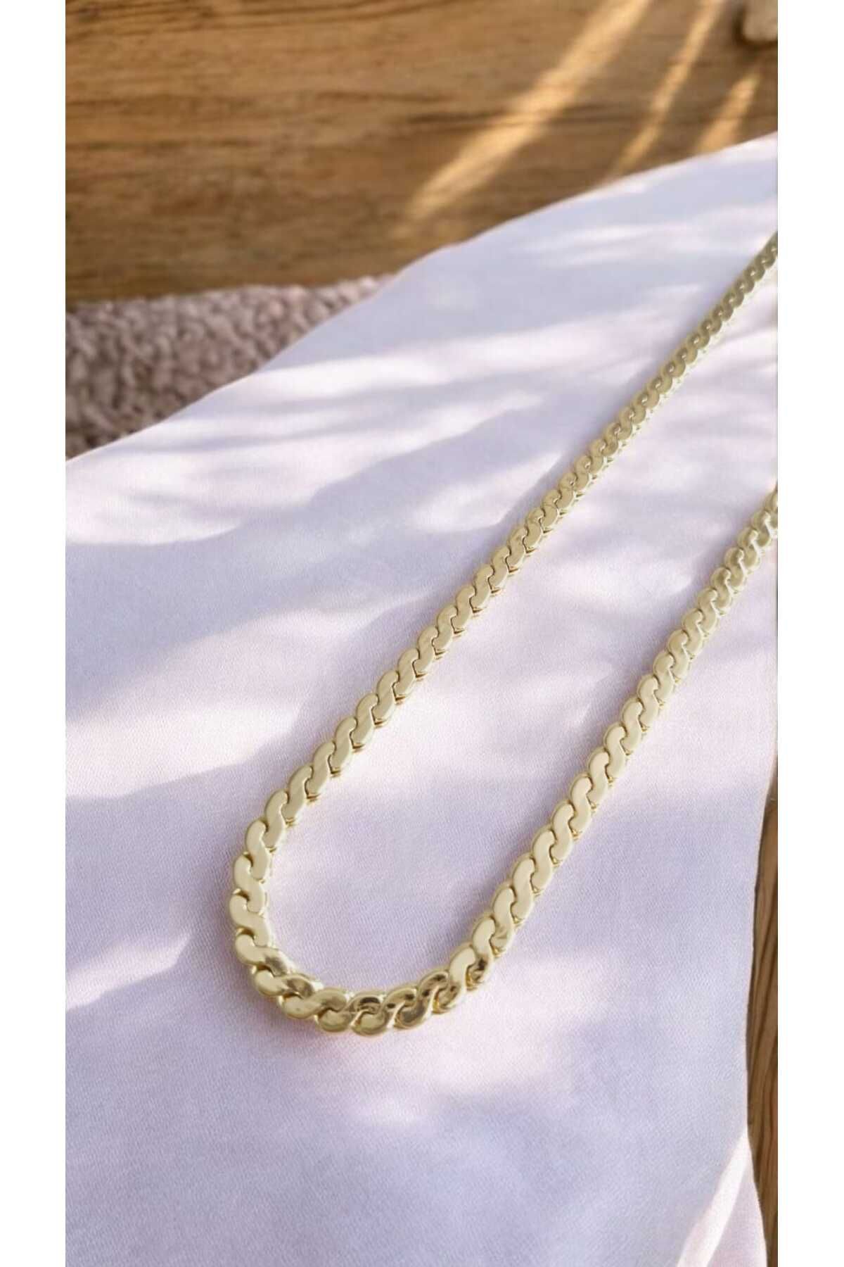 İNİTİUM Premium Paslanmaz Çelik Gold Ezme Burgu Zincir Kolye