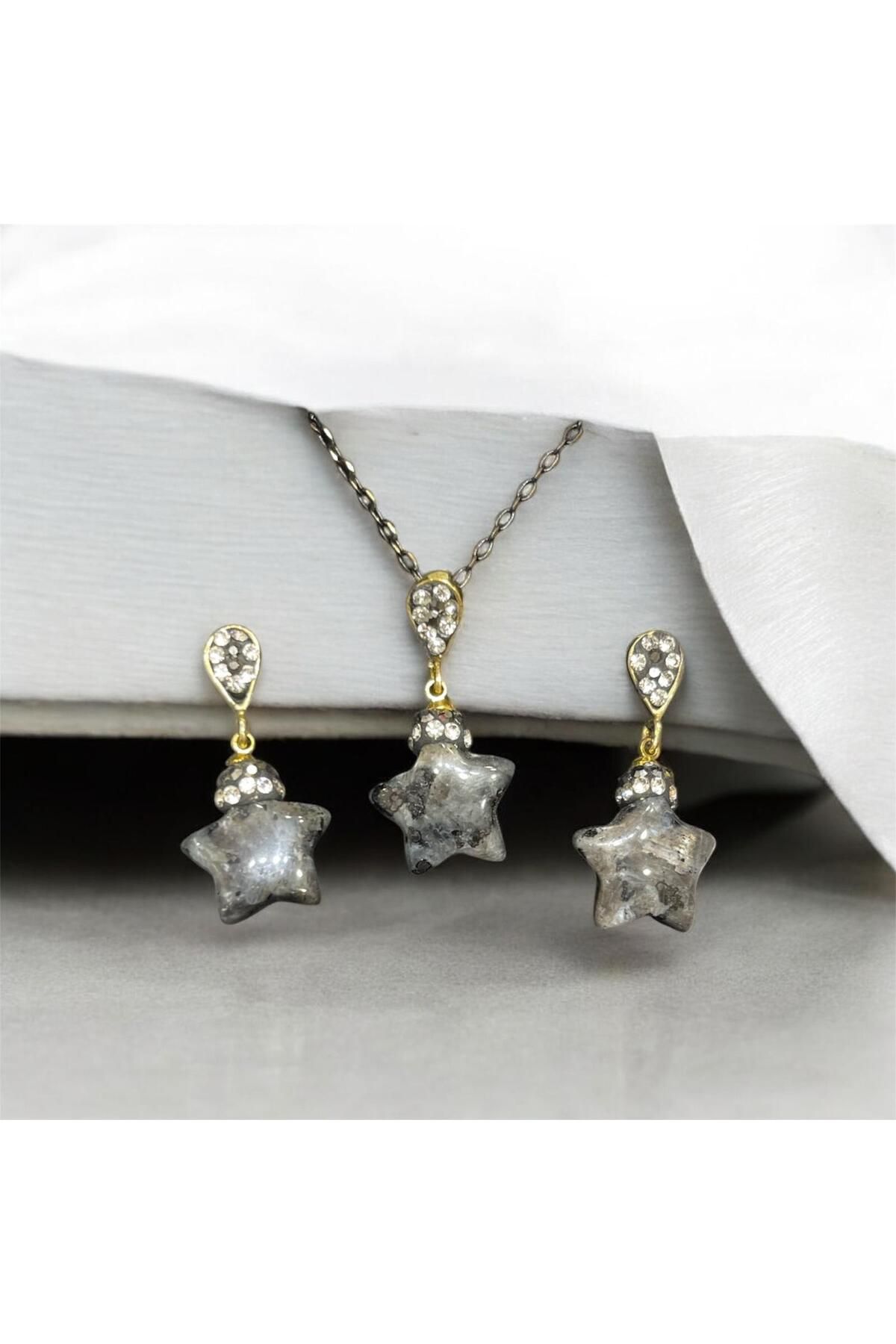 AURA STONE Doğaltaş Zirkonlu Set Labradorit